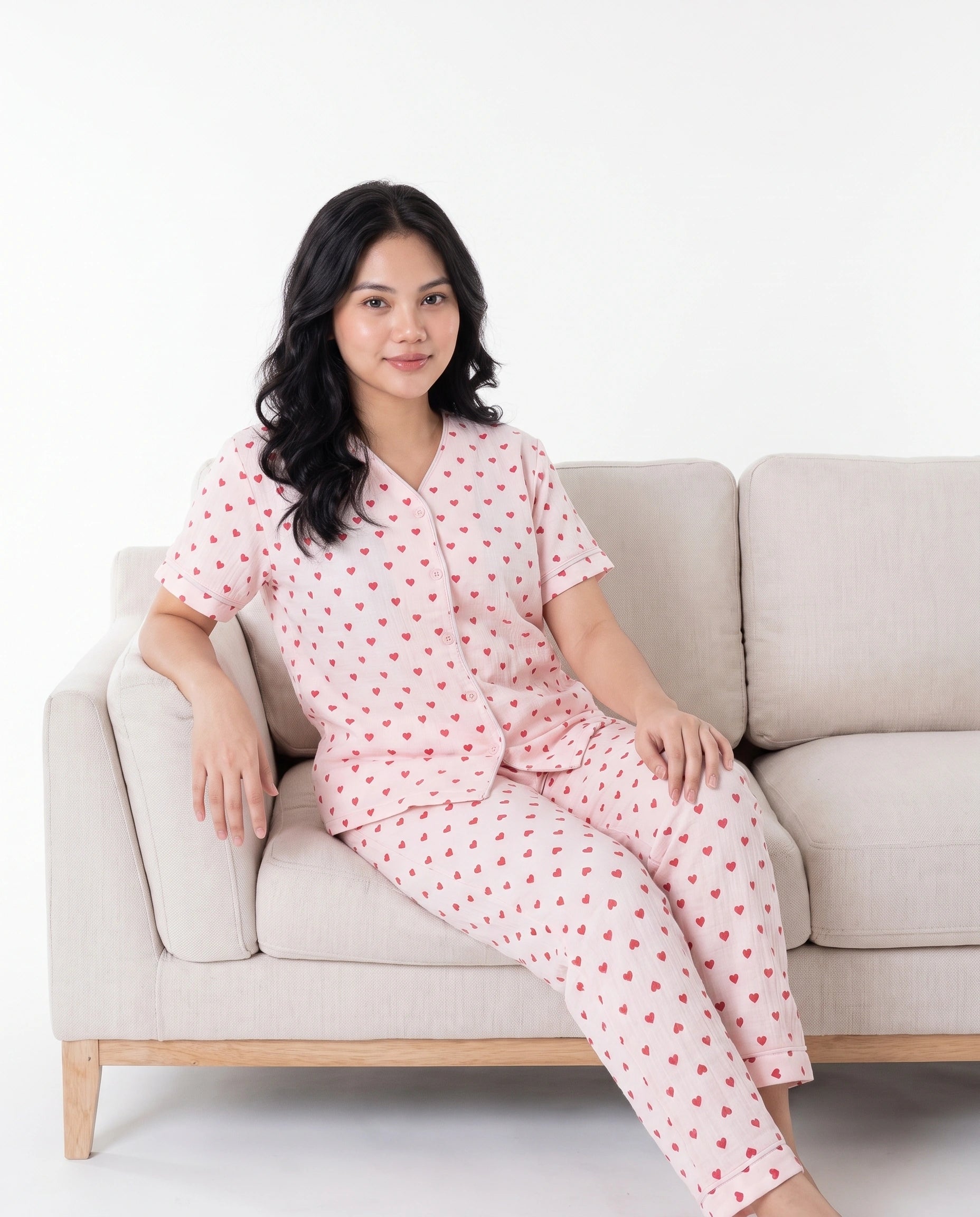 Cotton PJ Set - Heart Bliss - Pink