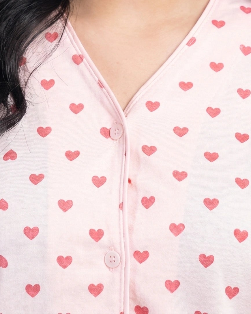 Cotton PJ Set - Heart Bliss - Pink