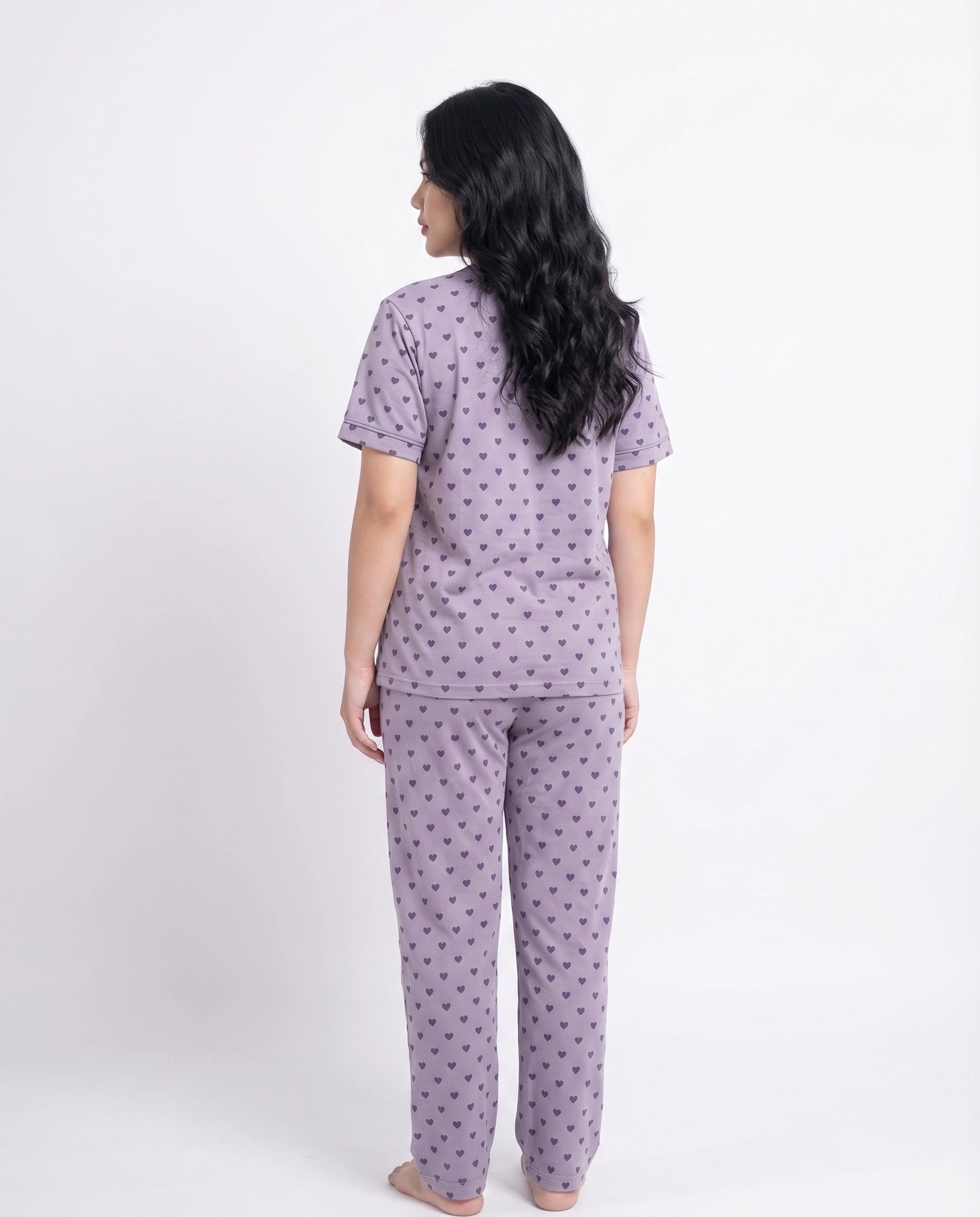 Cotton PJ Set - Heart Bliss - Purple