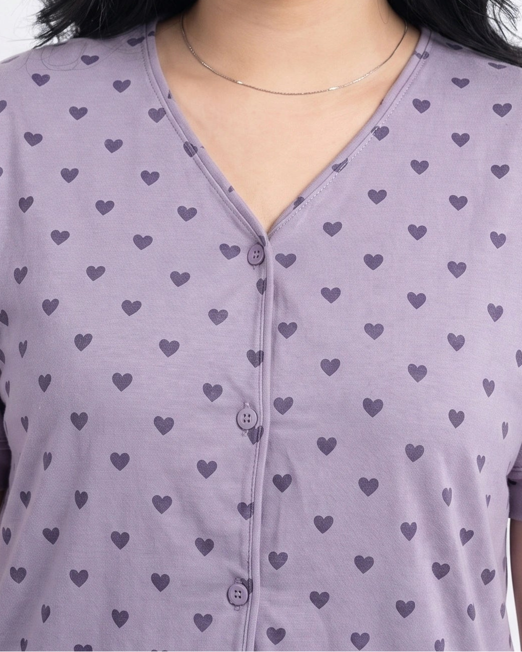 Cotton PJ Set - Heart Bliss - Purple