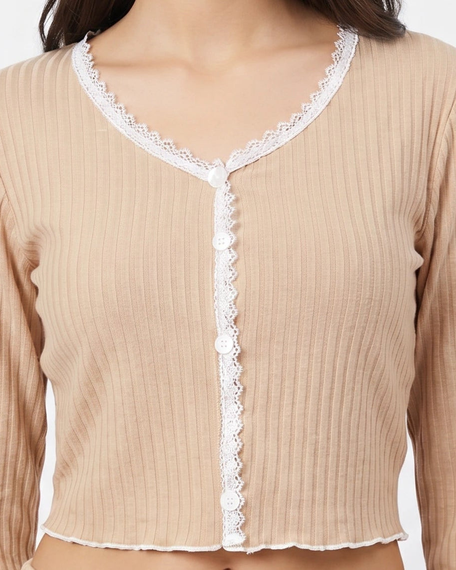 Cotton PJ Set - Midnight Comfort - Beige