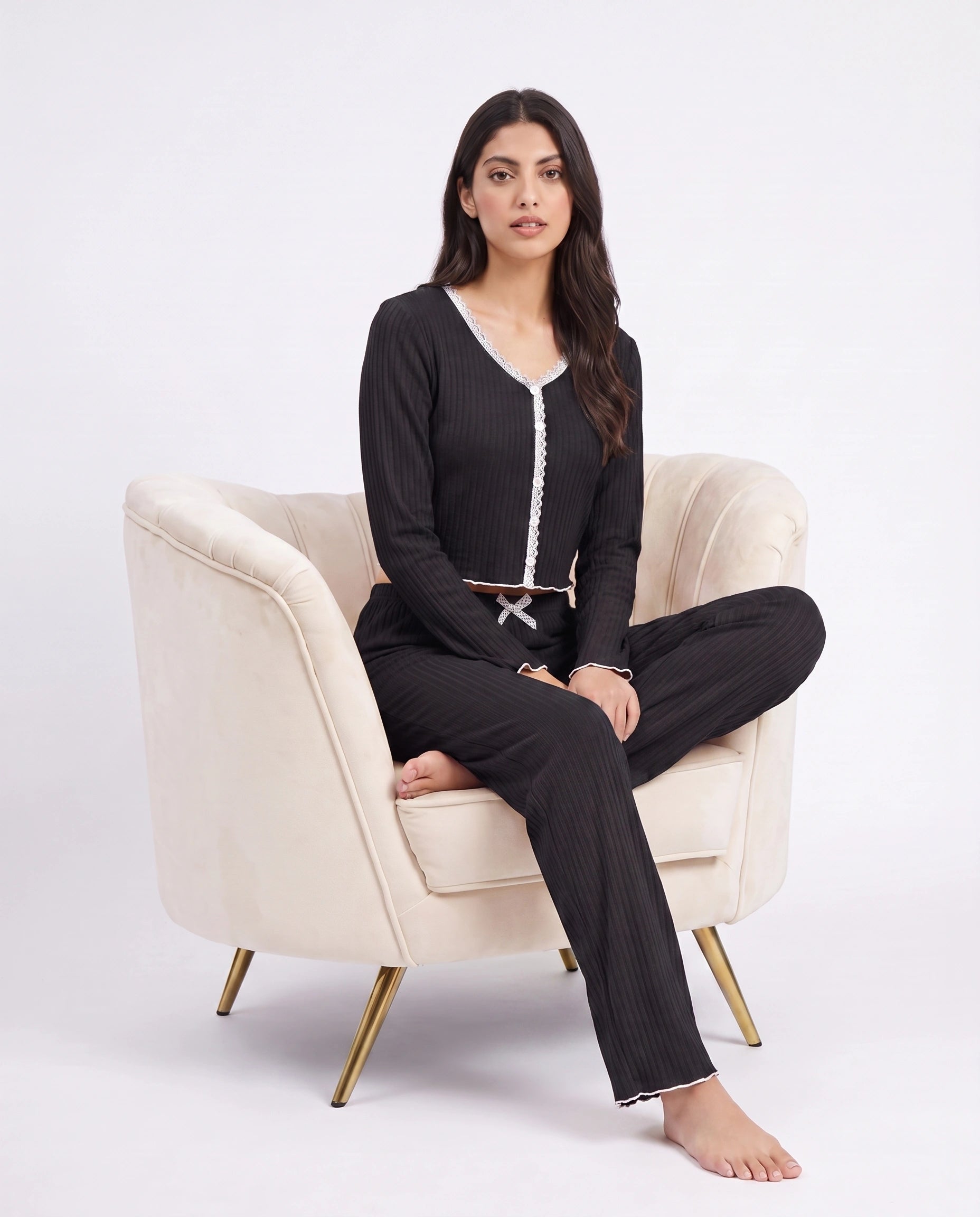Cotton PJ Set - Midnight Comfort - Black