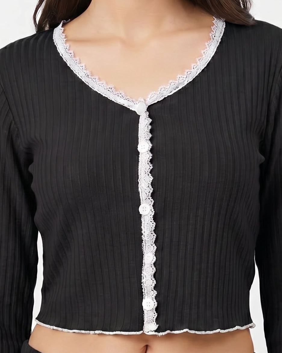 Cotton PJ Set - Midnight Comfort - Black