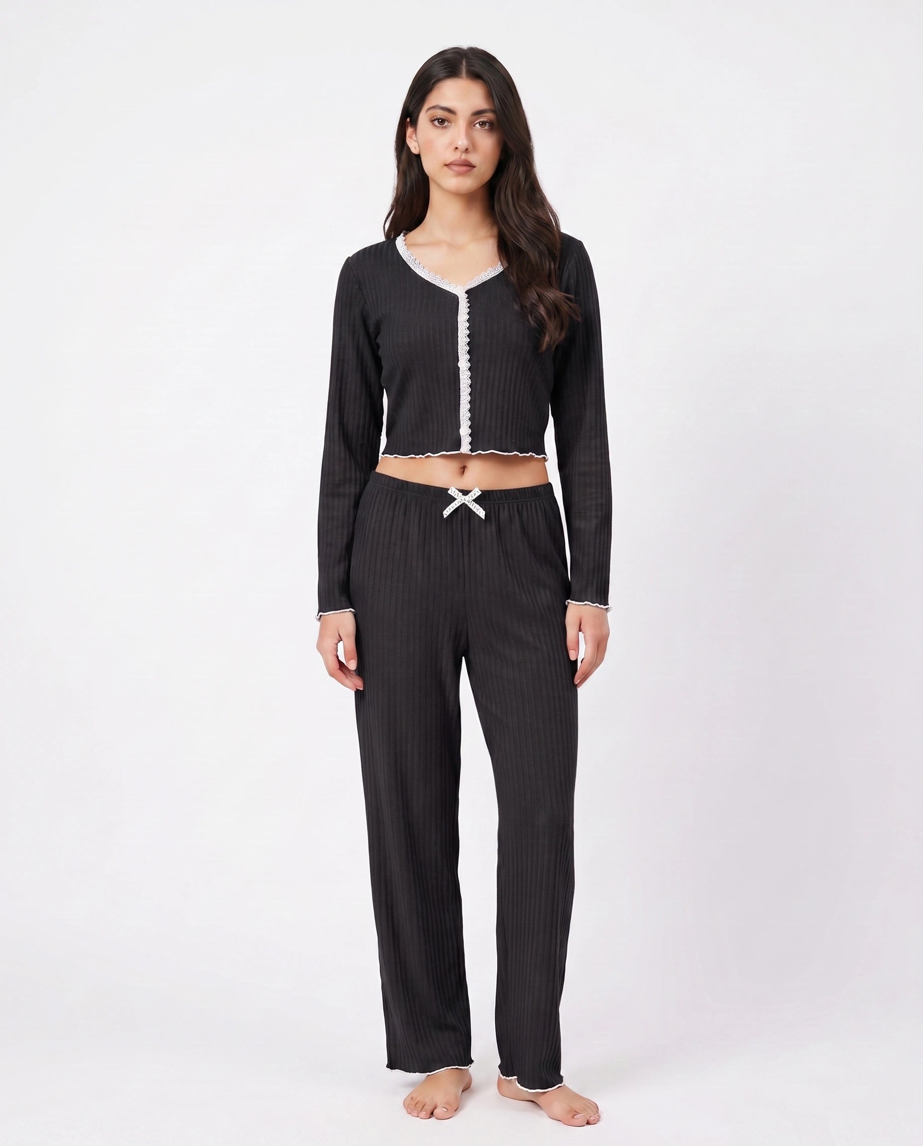 Cotton PJ Set - Midnight Comfort - Black