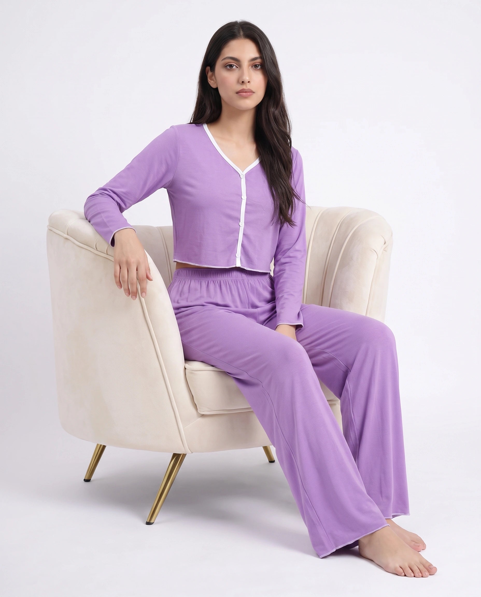 Cotton PJ Set - Velour - Purple