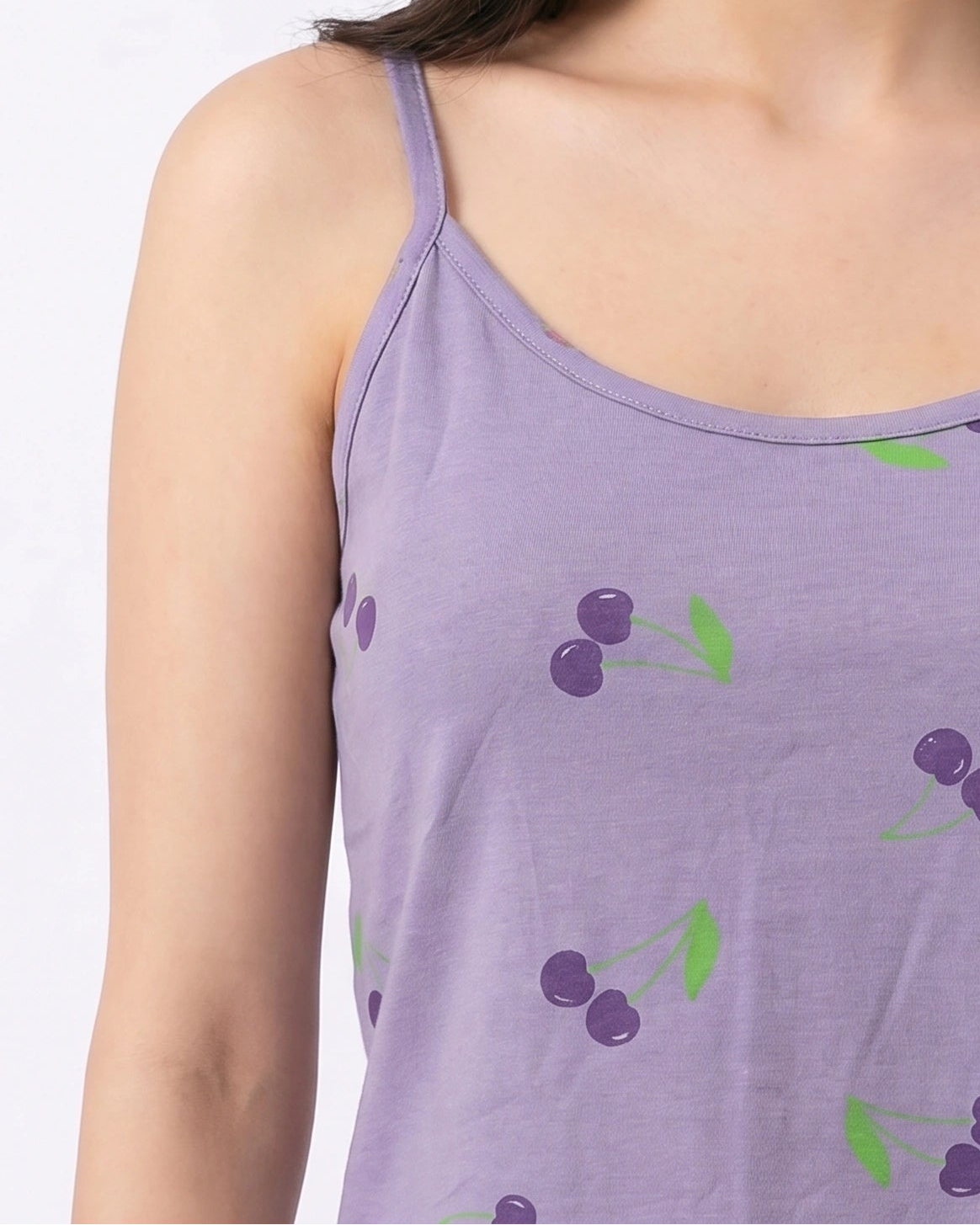 Cotton Sleeveless PJ Set - Cherry Bliss - Purple
