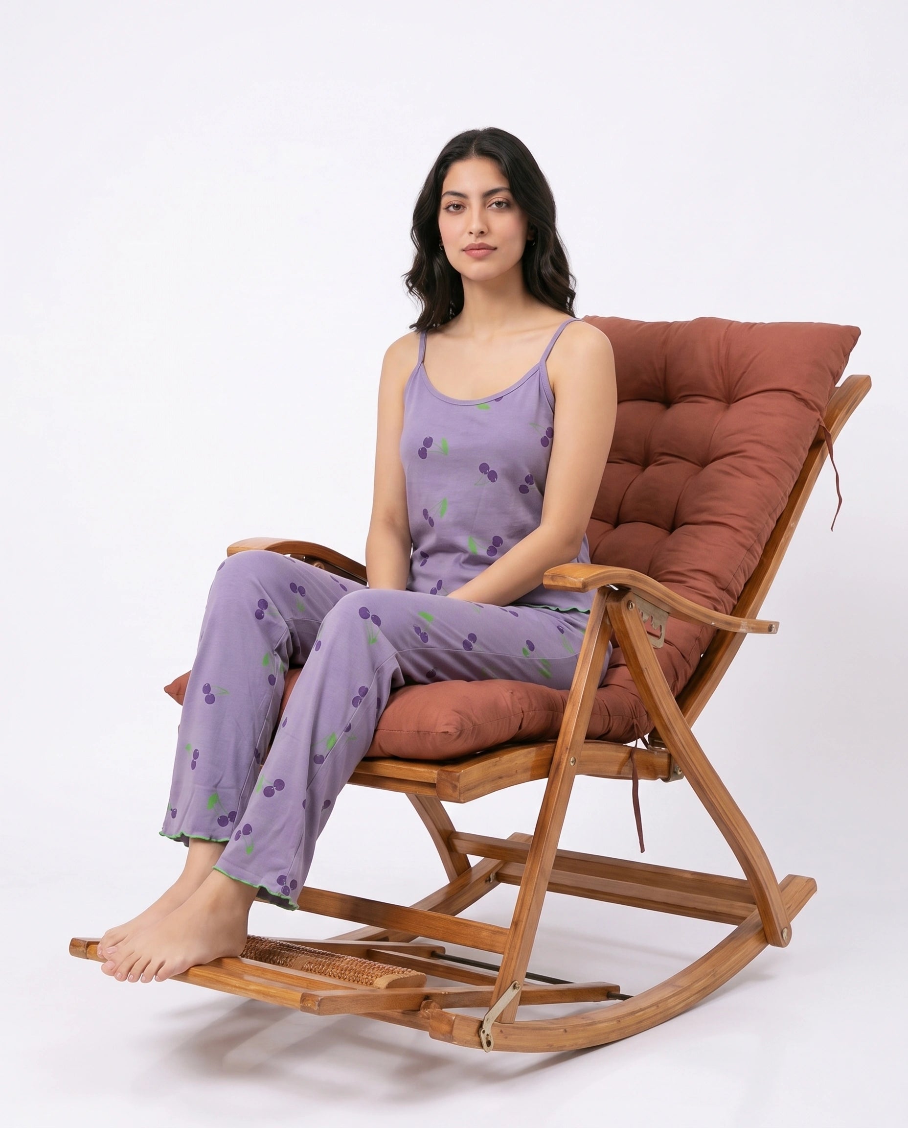 Cotton Sleeveless PJ Set - Cherry Bliss - Purple