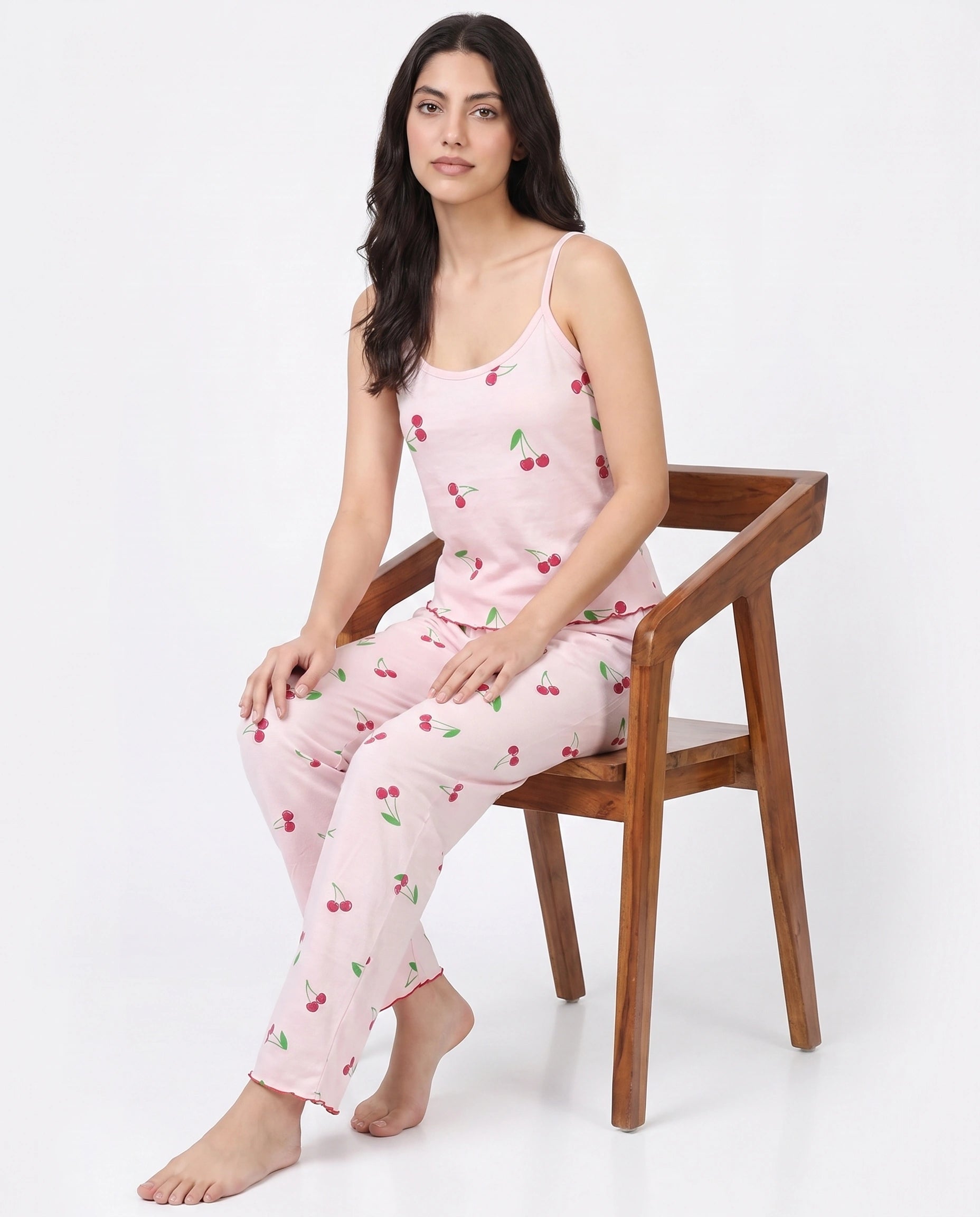 Cotton Sleeveless PJ Set - Cherry Bliss - Pink