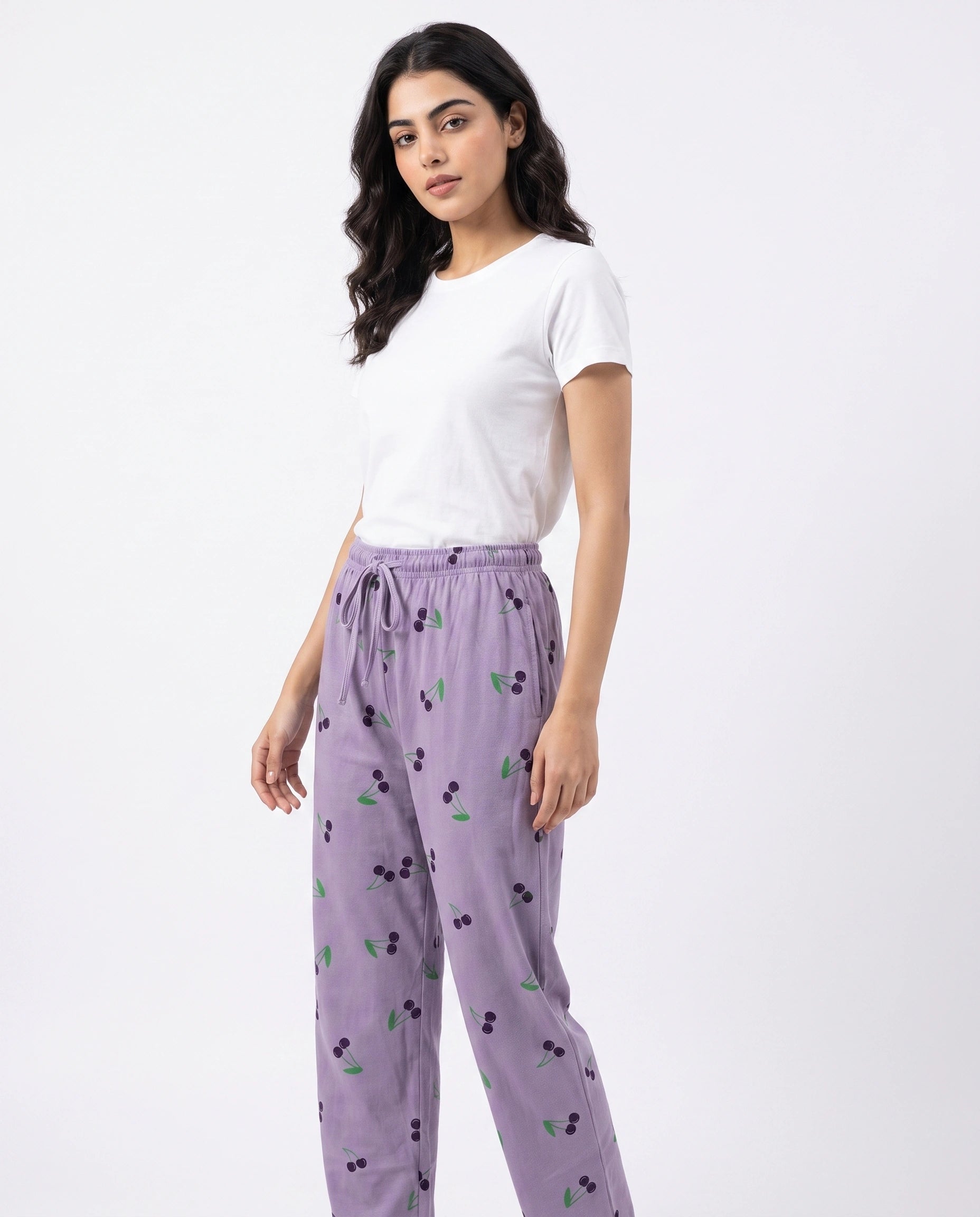 Cotton Trouser - Cherry Daze - Purple