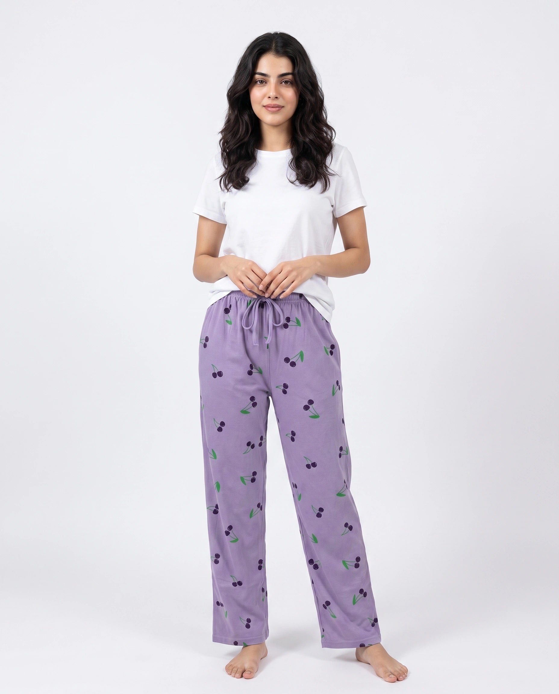 Cotton Trouser - Cherry Daze - Purple