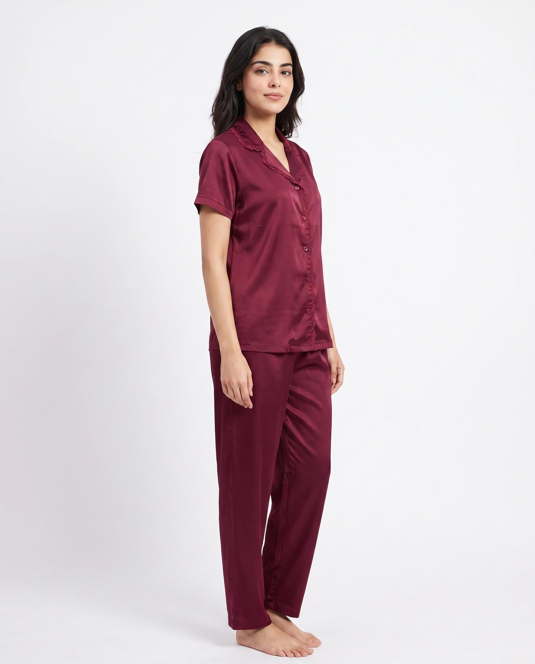 Silk PJ Set - Rosia - Maroon