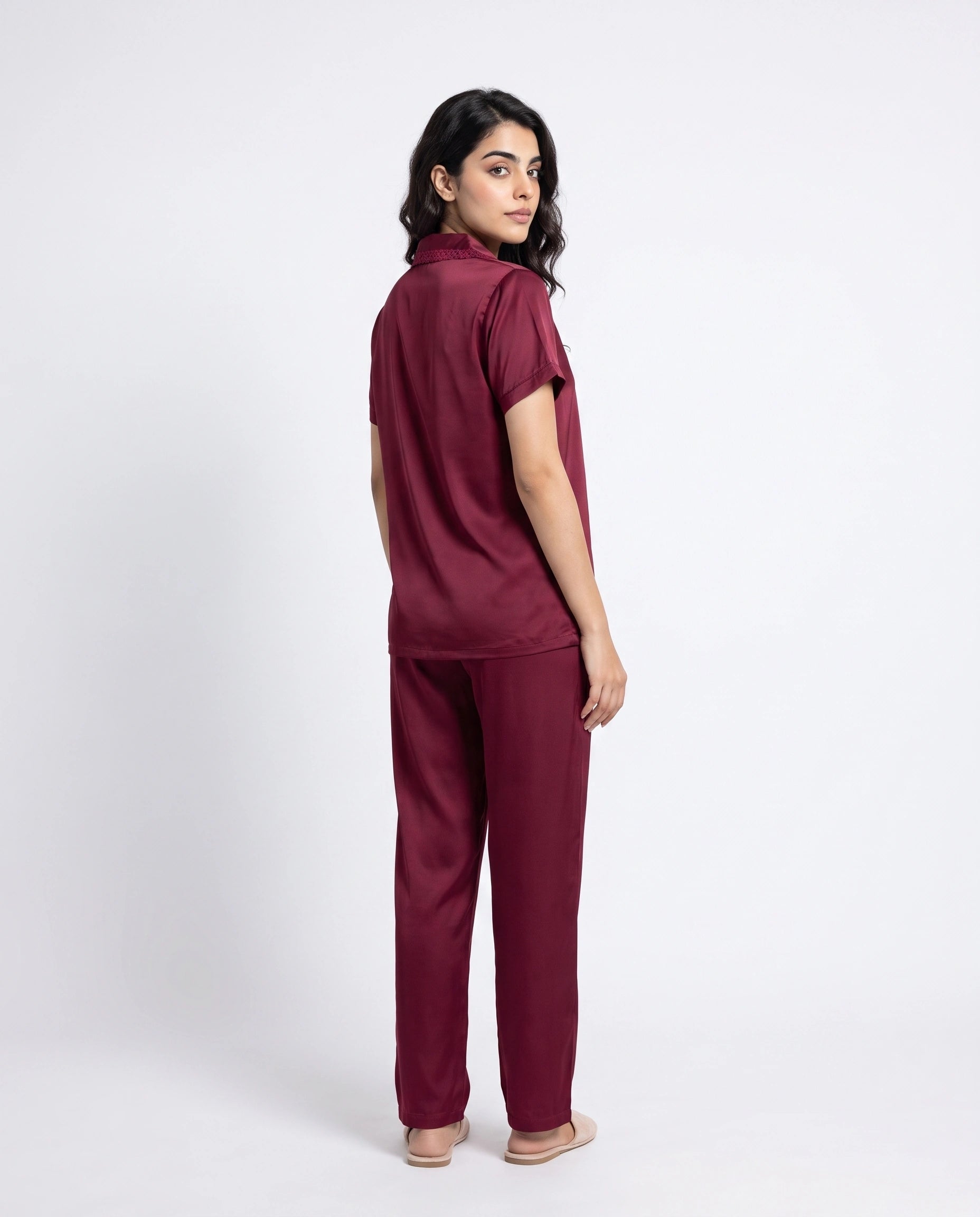 Silk PJ Set - Rosia - Maroon