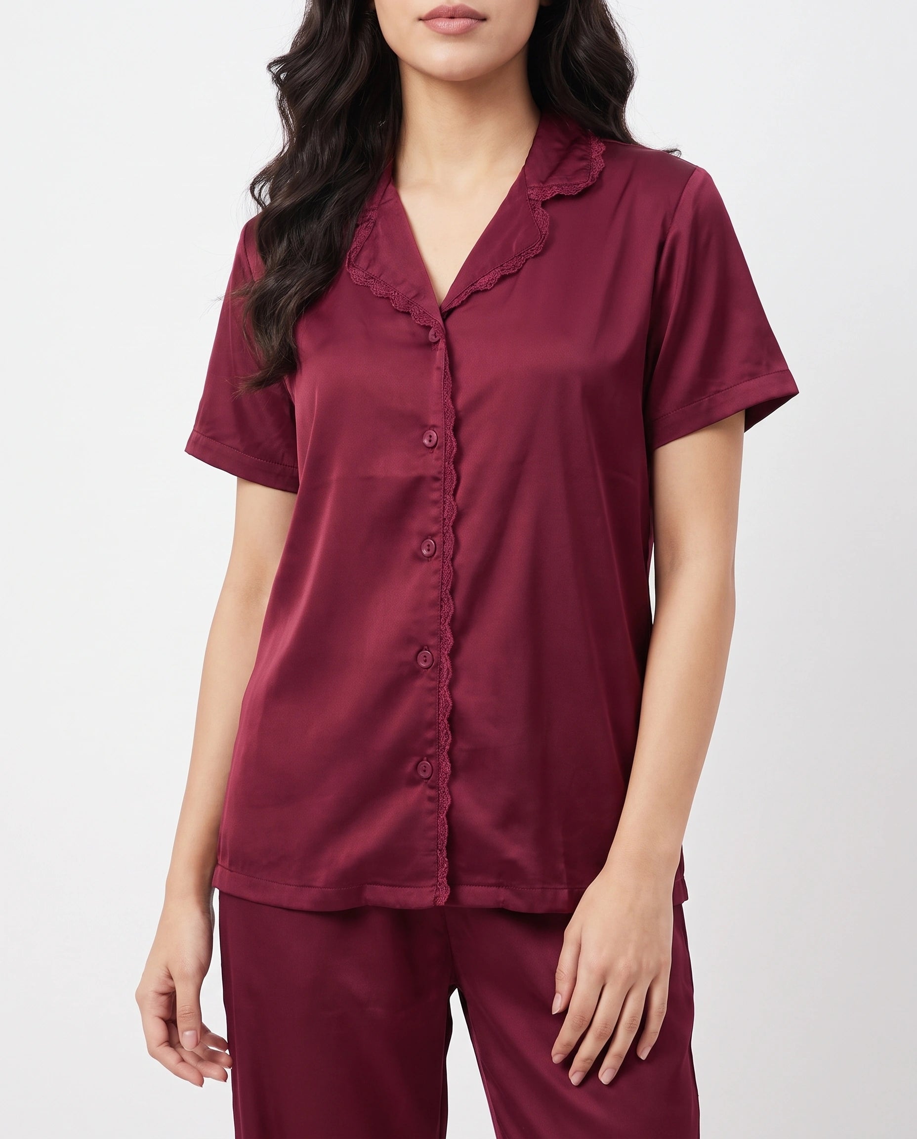 Silk PJ Set - Rosia - Maroon