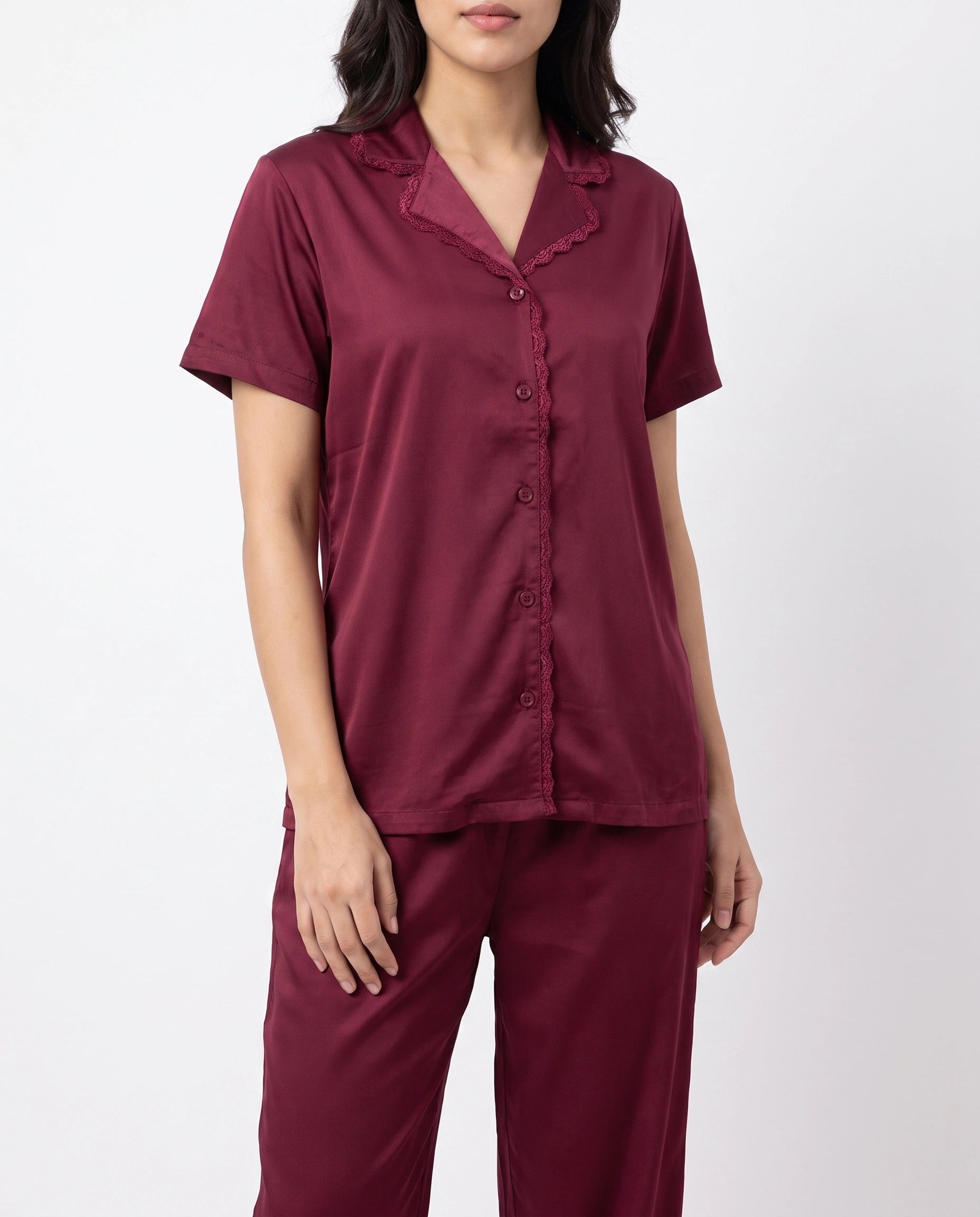 Silk PJ Set - Rosia - Maroon