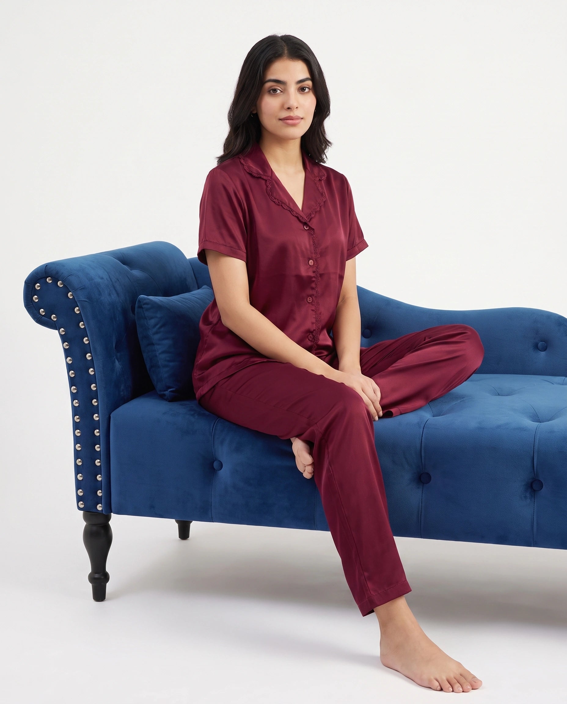 Silk PJ Set - Rosia - Maroon