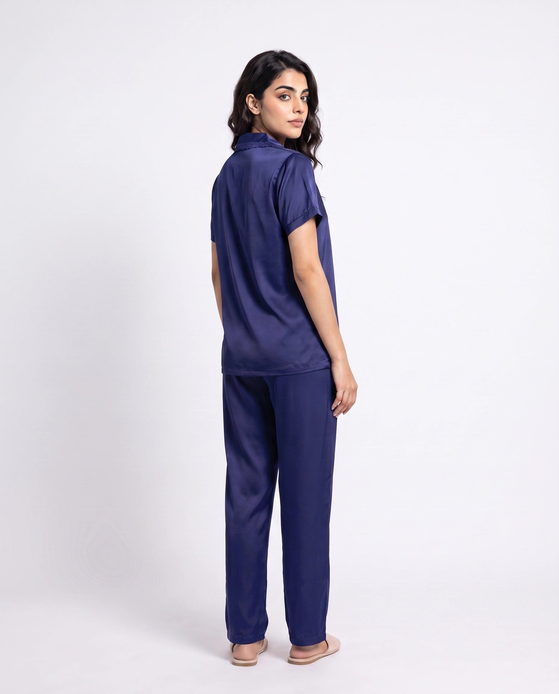 Silk PJ Set - Rosia - Navy Blue