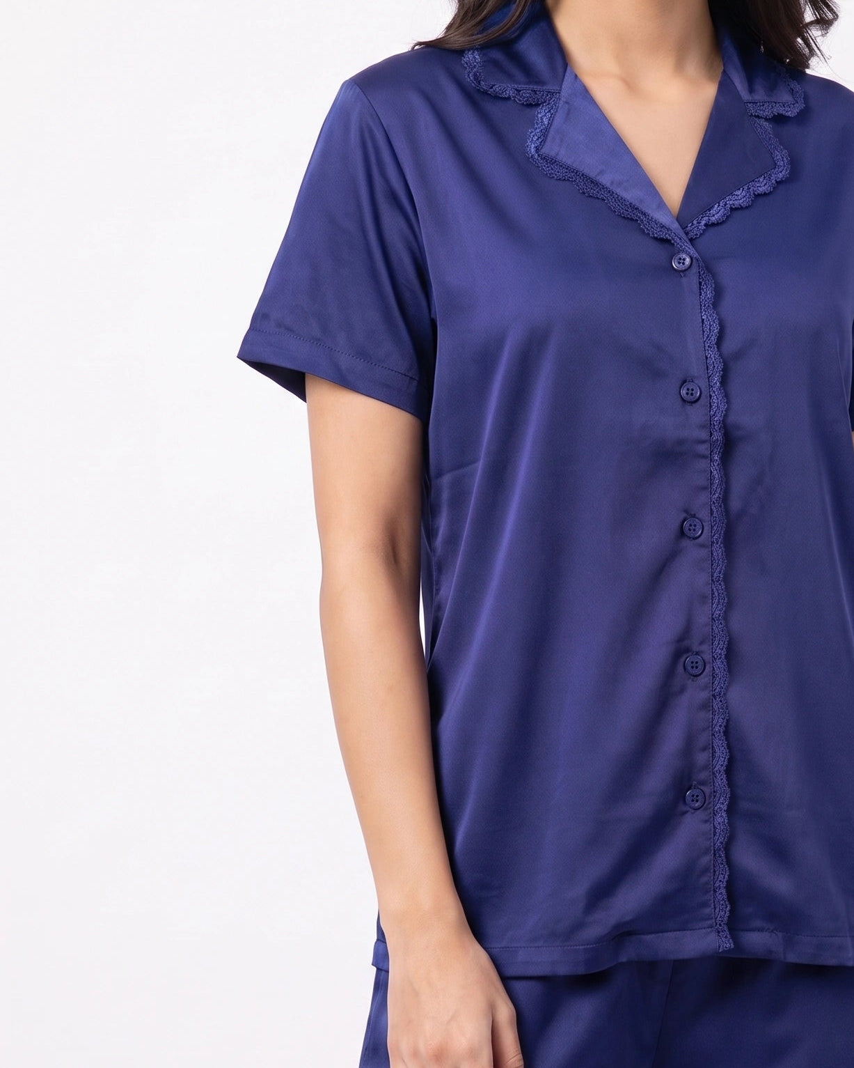Silk PJ Set - Rosia - Navy Blue
