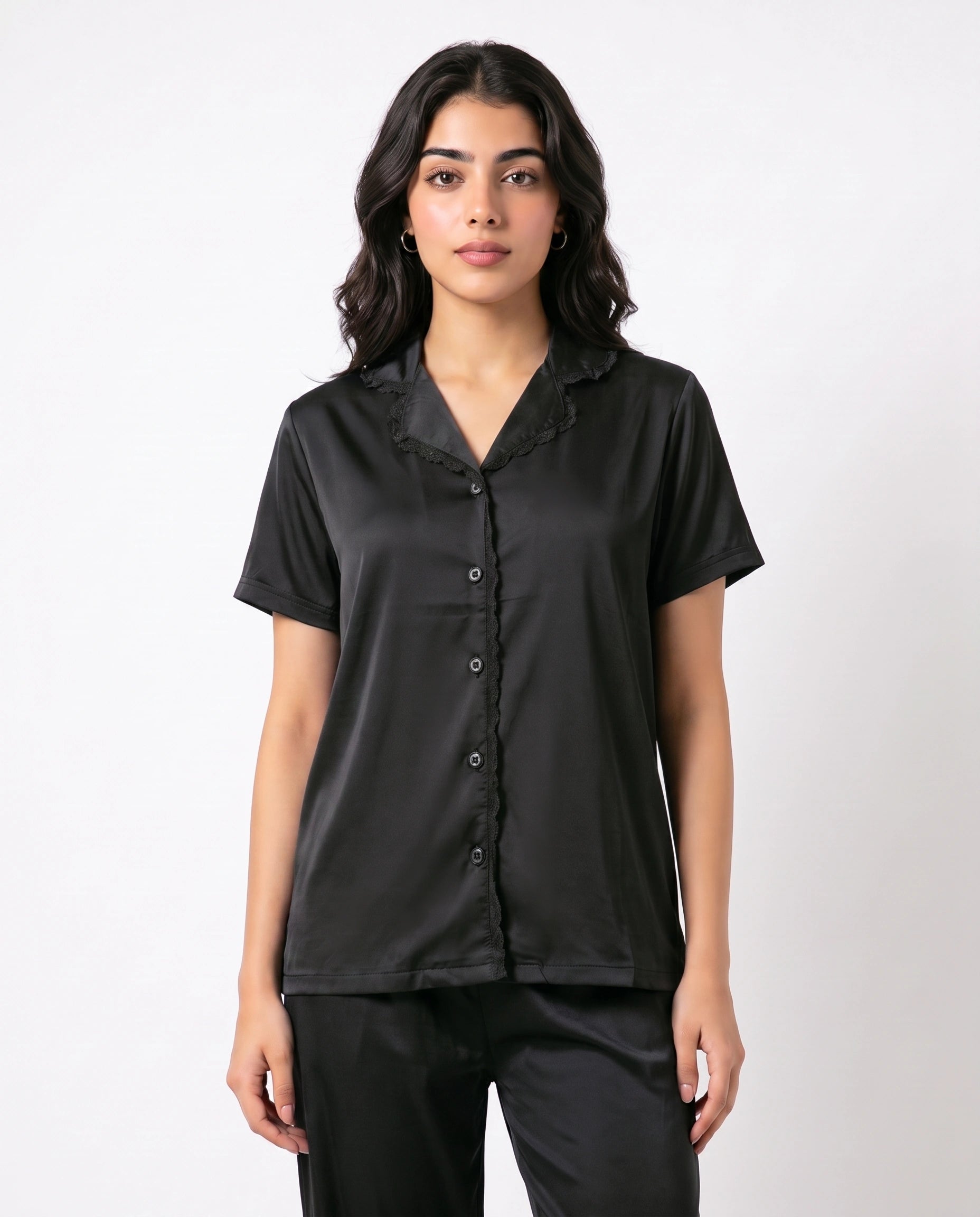 Silk PJ Set - Rosia - Black