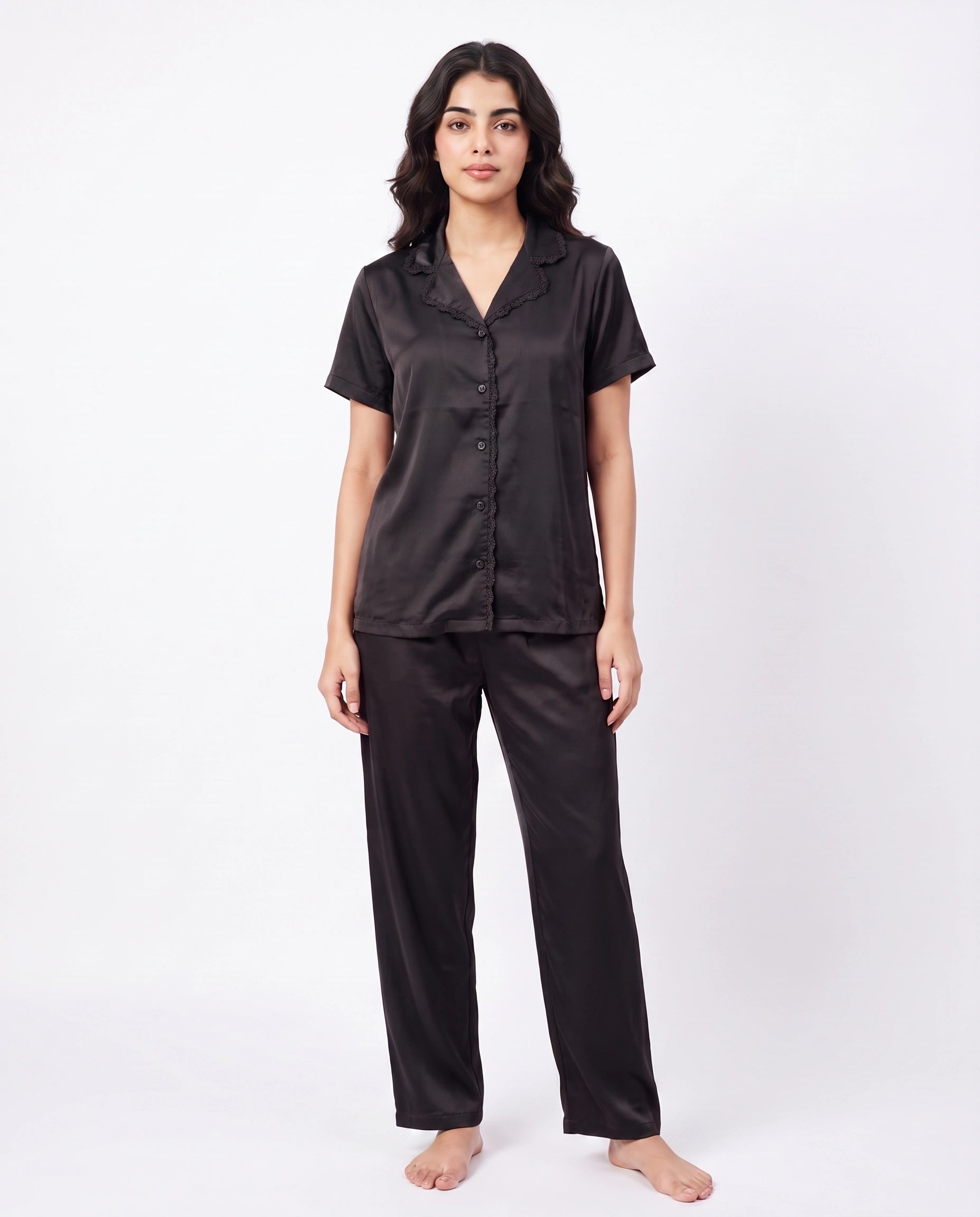 Silk PJ Set - Rosia - Black