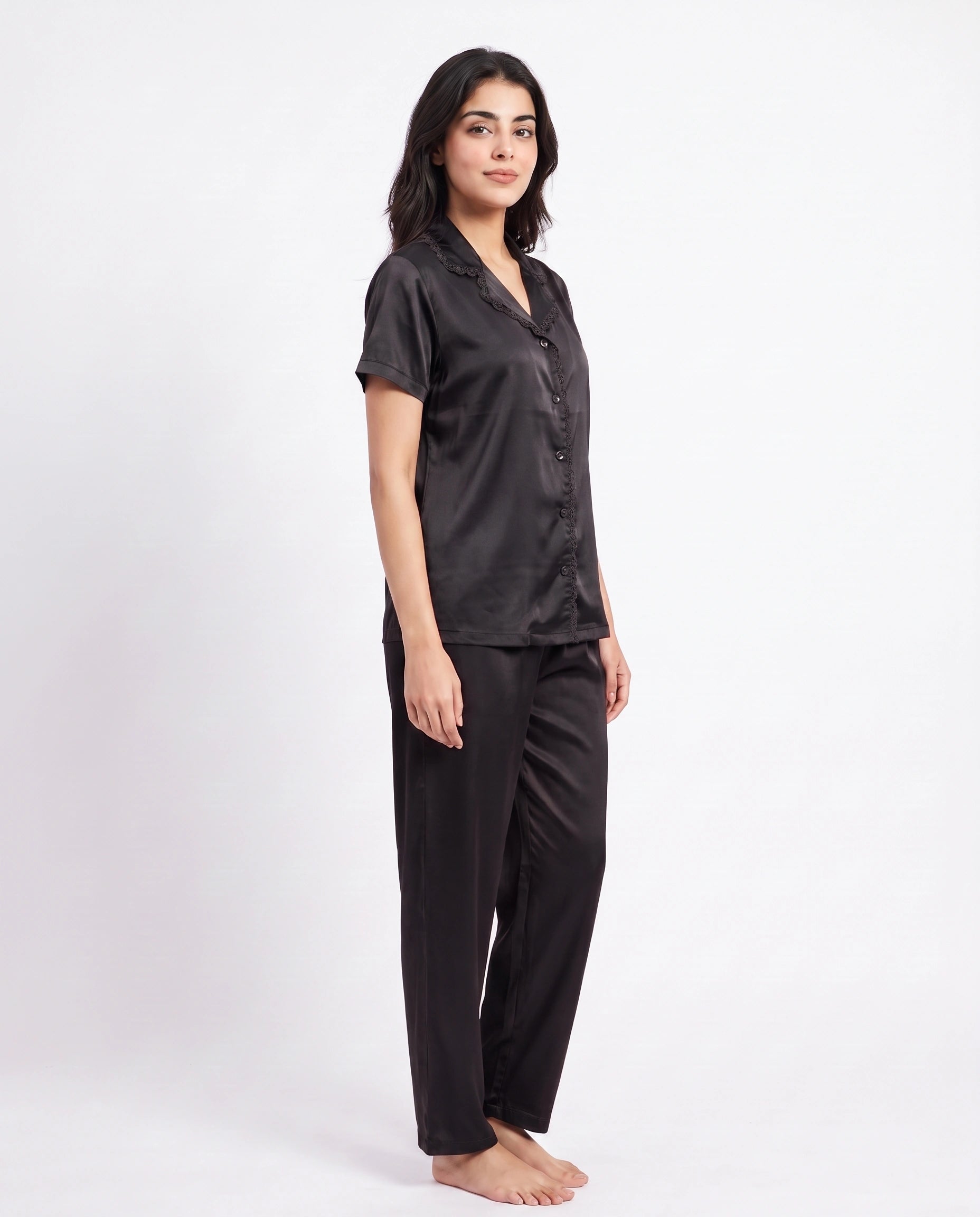 Silk PJ Set - Rosia - Black