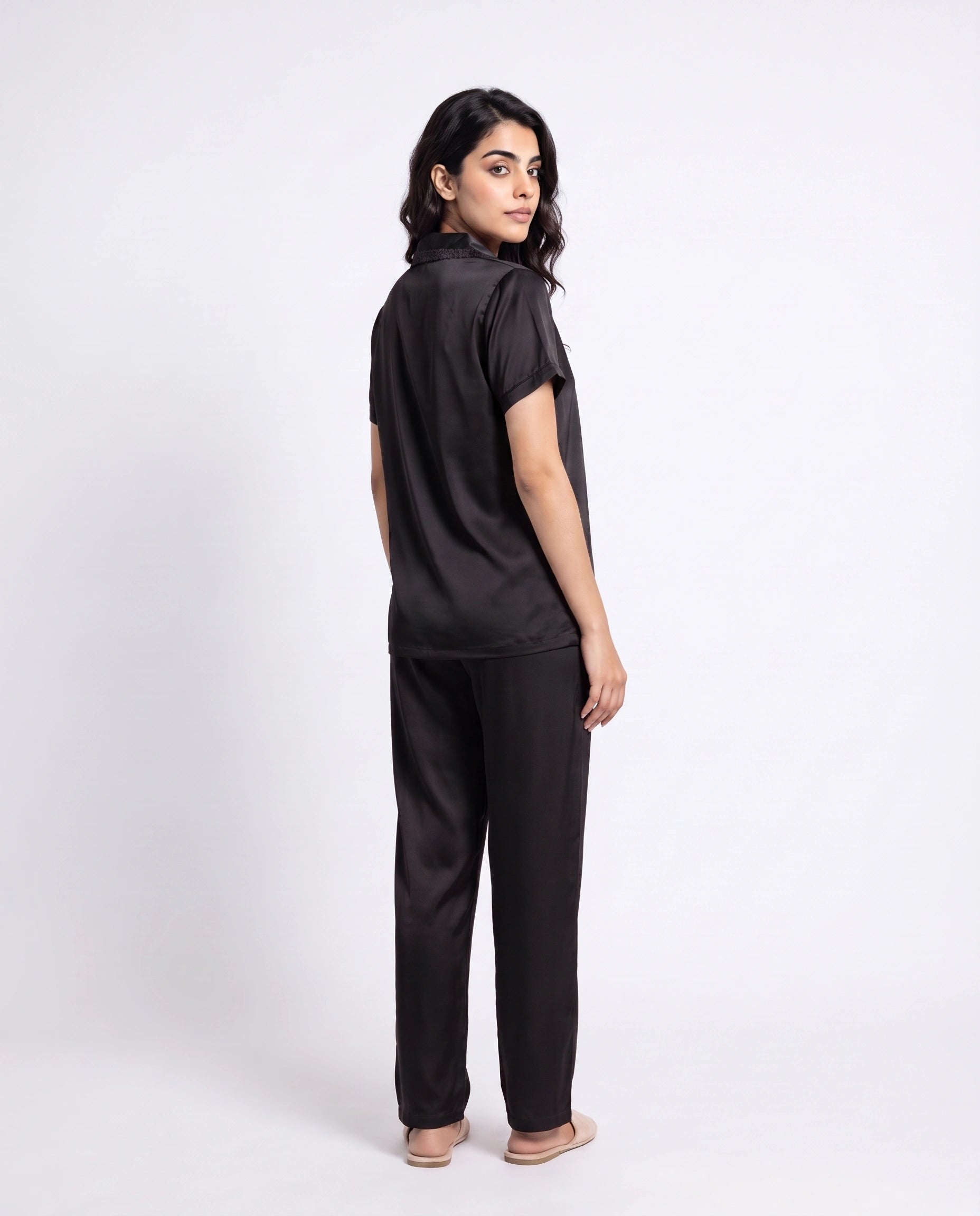 Silk PJ Set - Rosia - Black