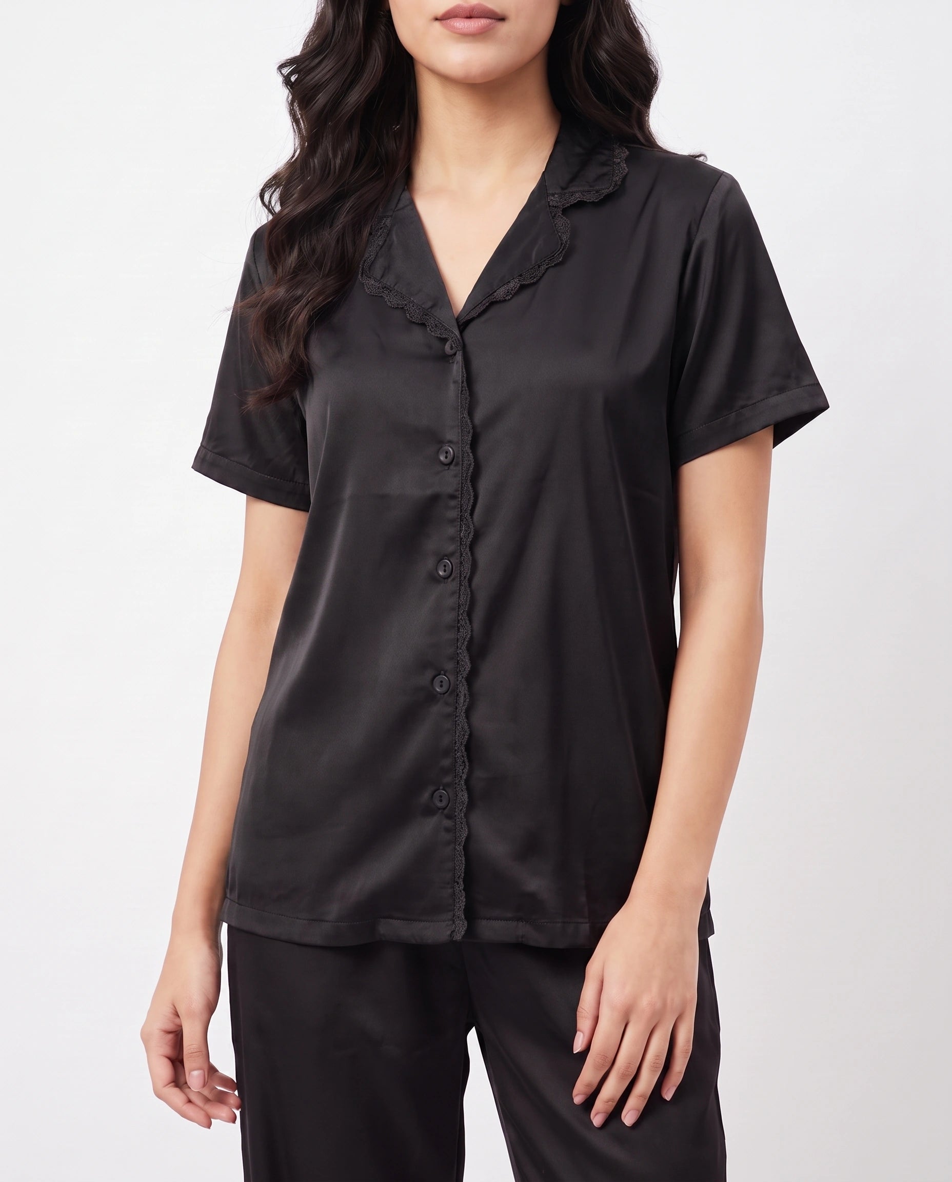 Silk PJ Set - Rosia - Black