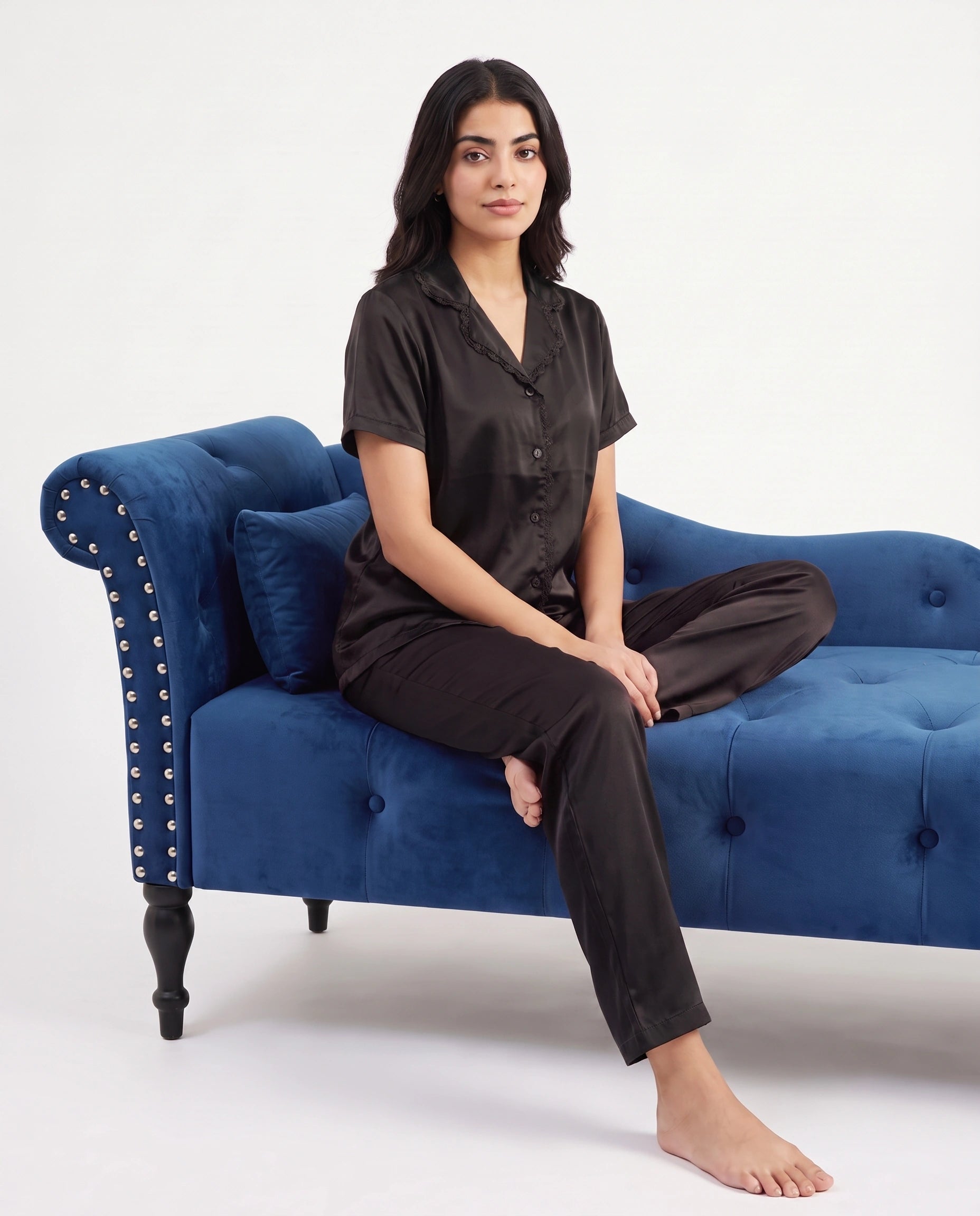 Silk PJ Set - Rosia - Black