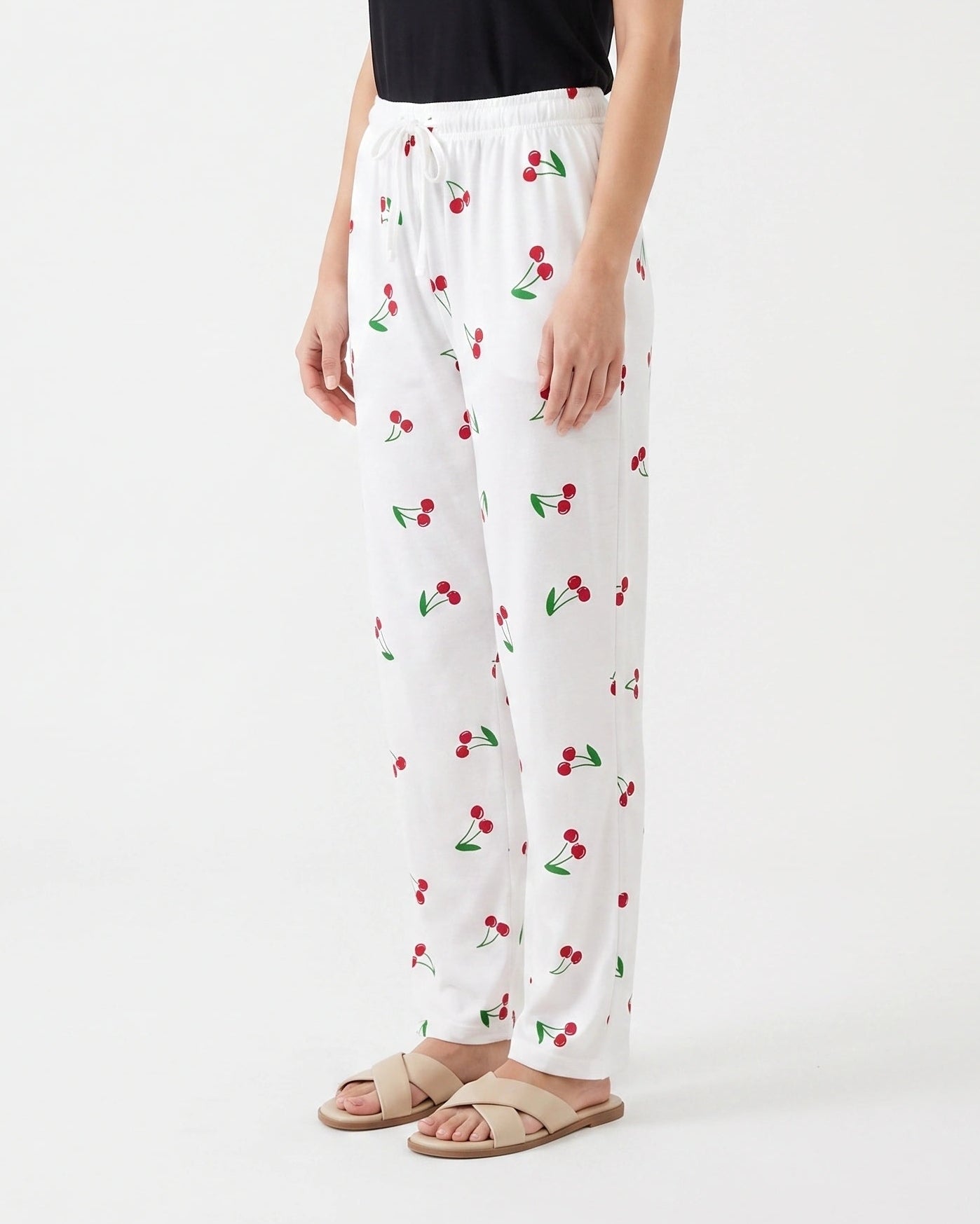 Cotton Trouser - Cherry Daze - White