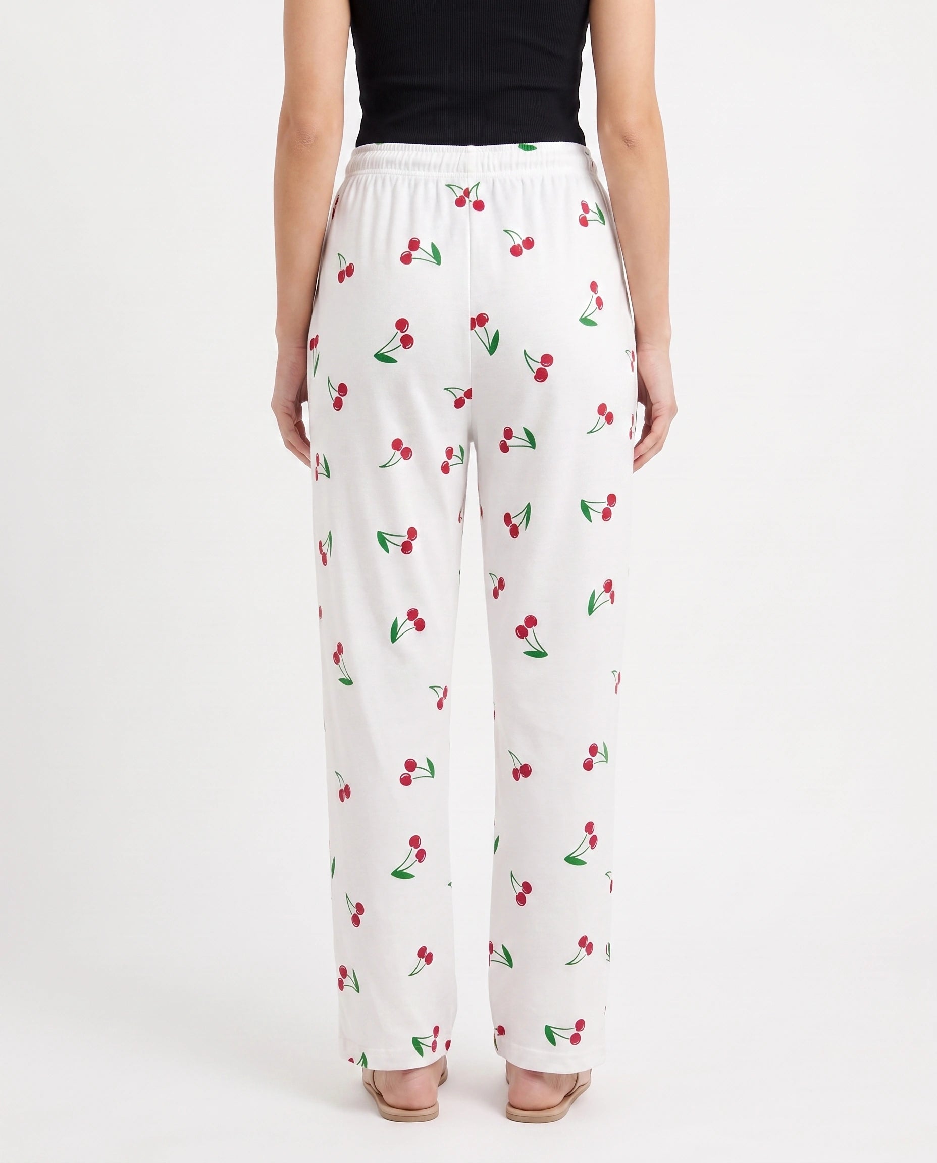 Cotton Trouser - Cherry Daze - White
