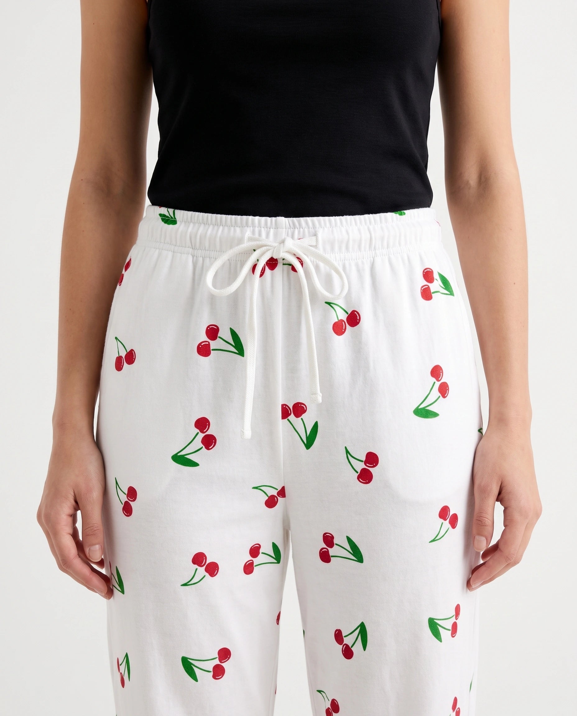 Cotton Trouser - Cherry Daze - White