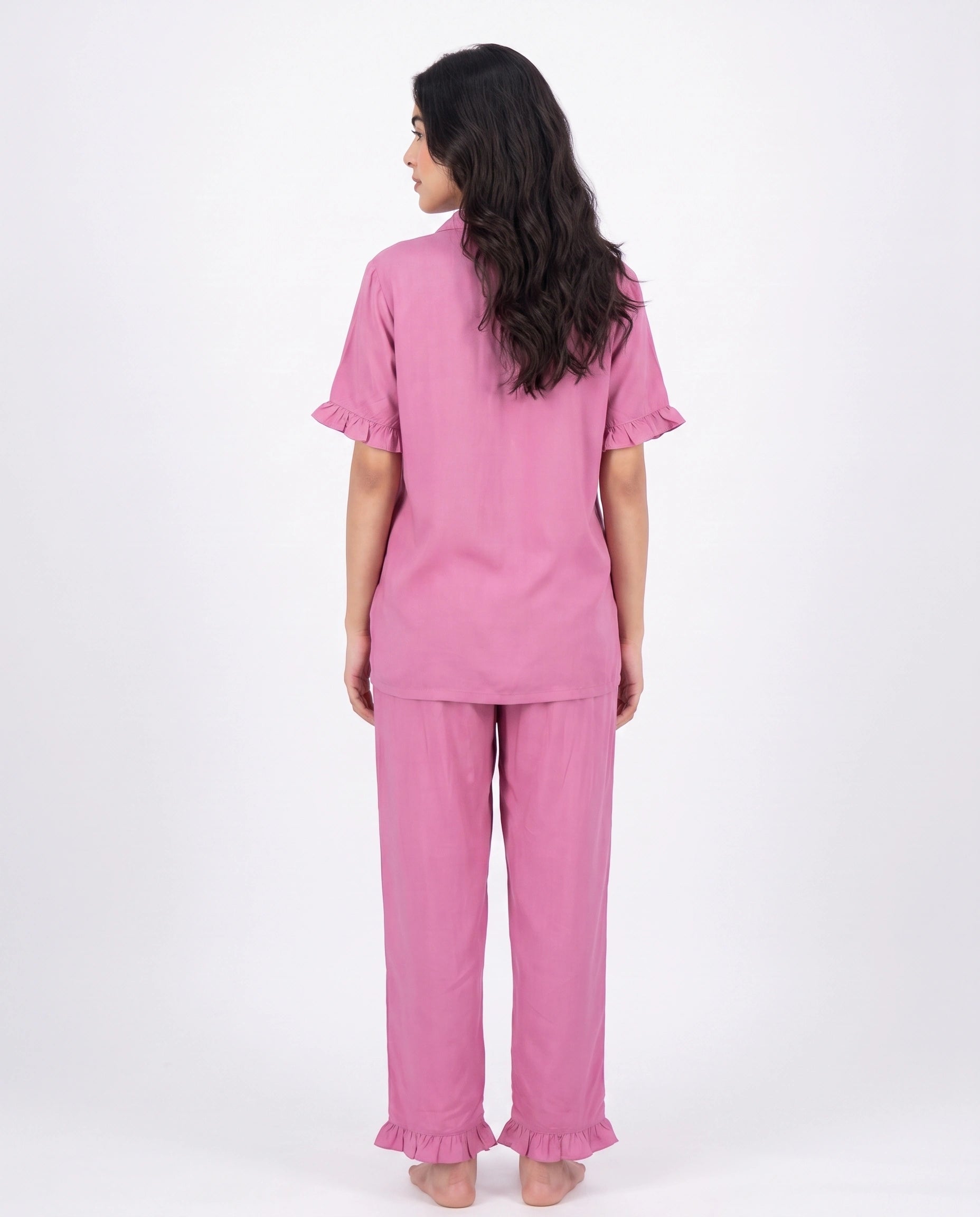 Half Sleeves PJ Set - Linen Comfort - Pink