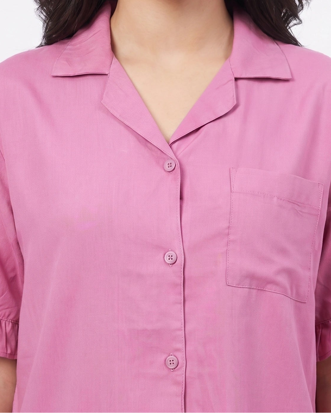 Half Sleeves PJ Set - Linen Comfort - Pink