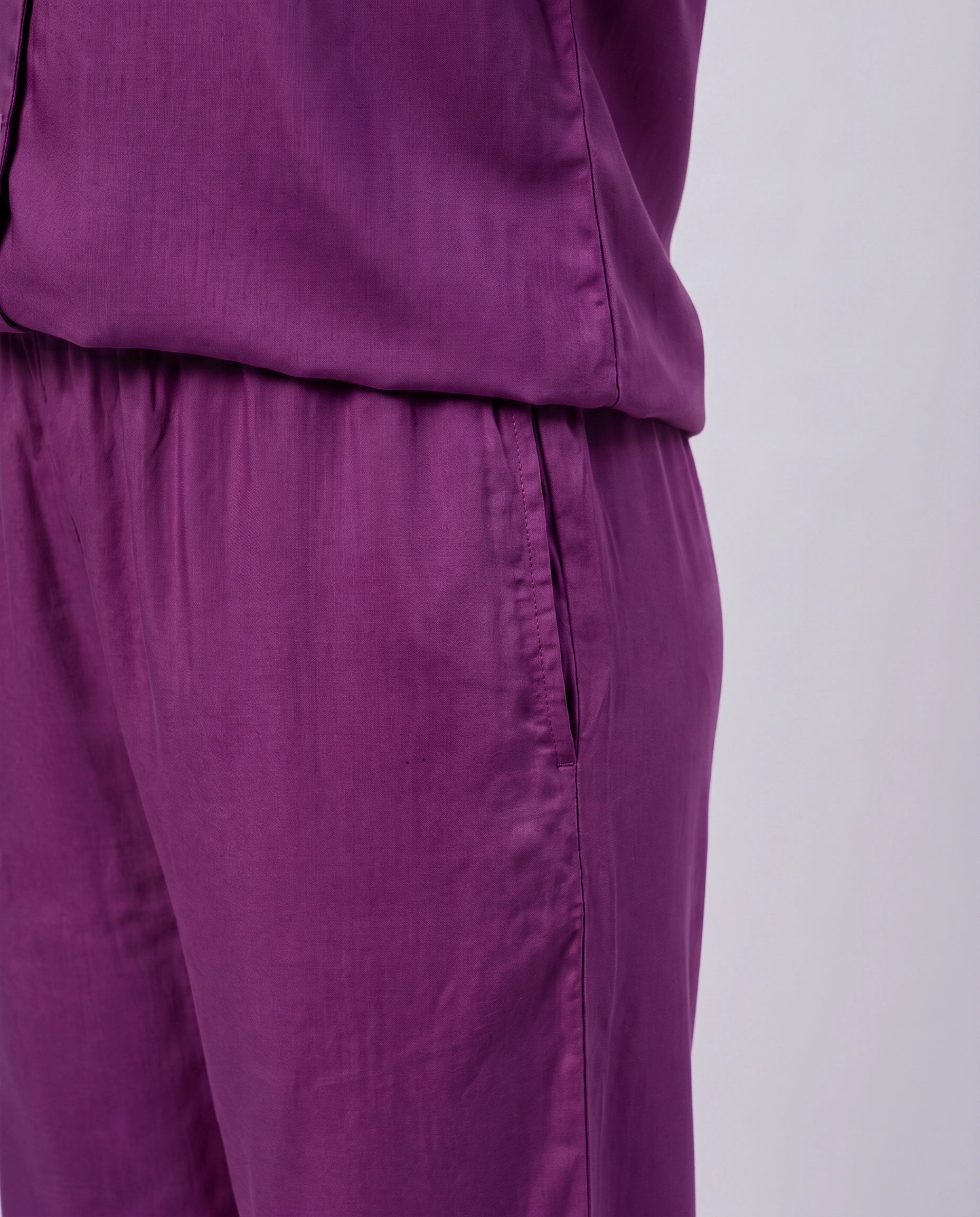 Half Sleeves PJ Set - Linen Comfort - Purple