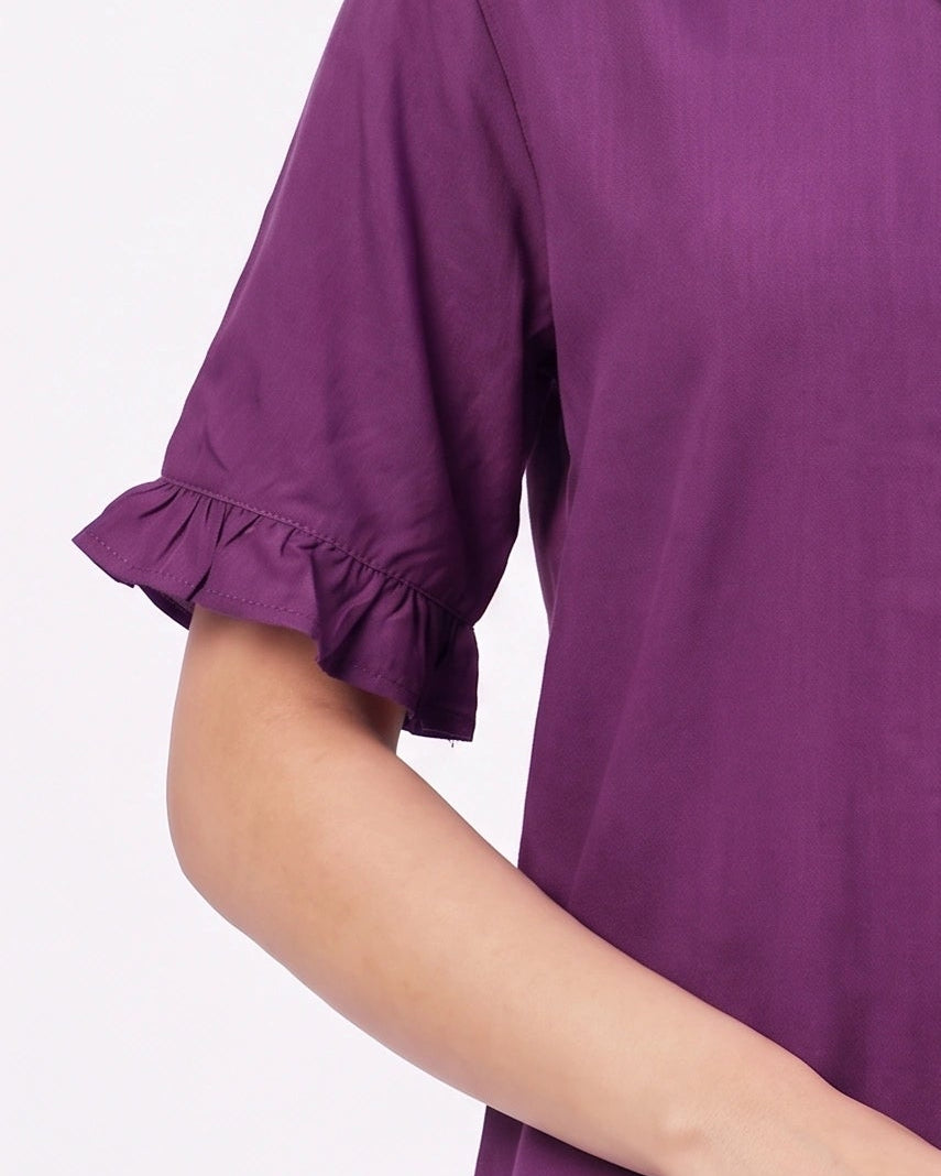 Half Sleeves PJ Set - Linen Comfort - Purple