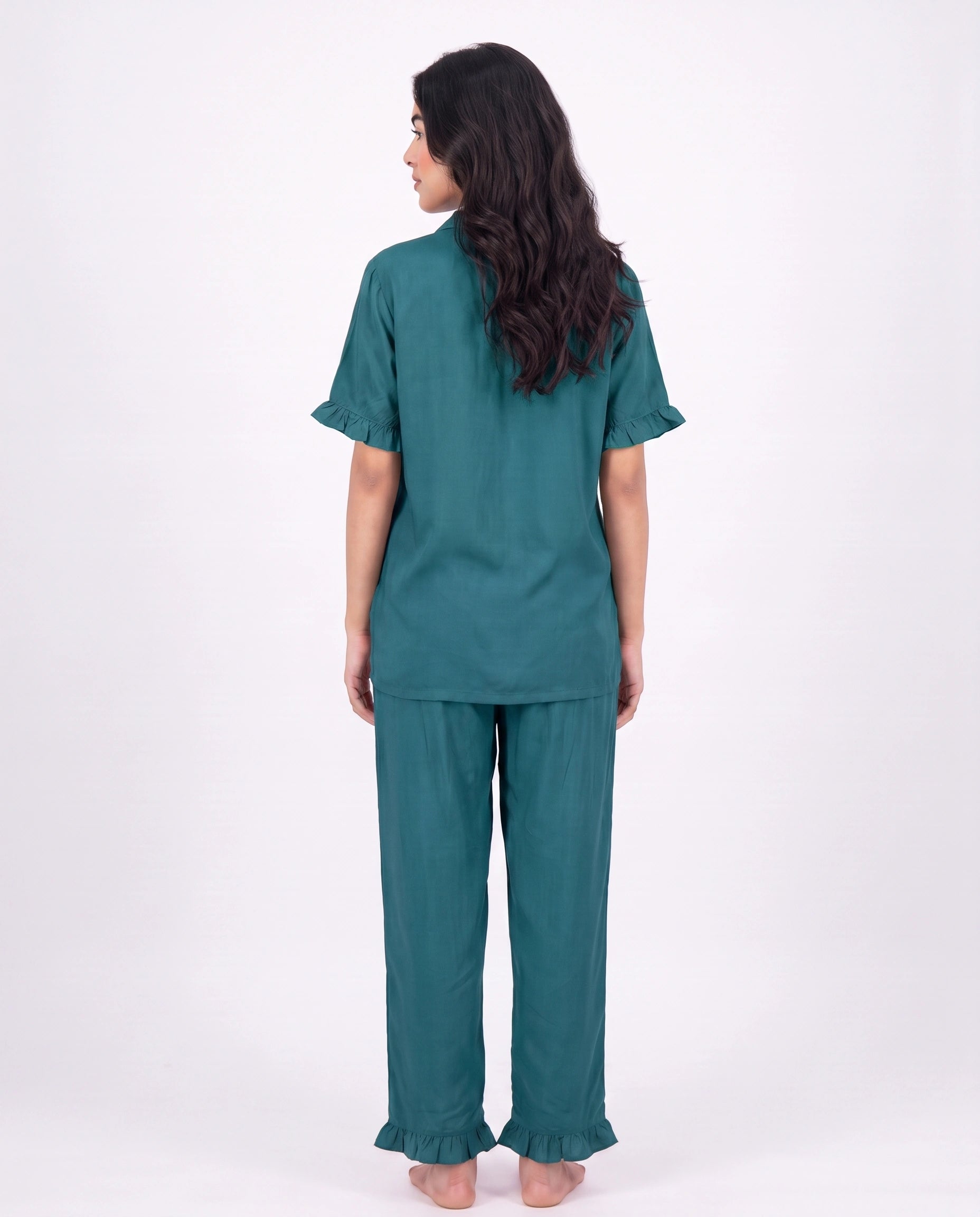 Half Sleeves PJ Set - Linen Comfort - Sea Green