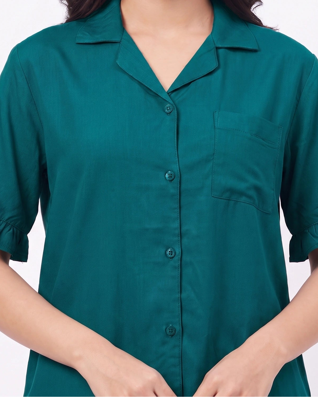 Half Sleeves PJ Set - Linen Comfort - Sea Green