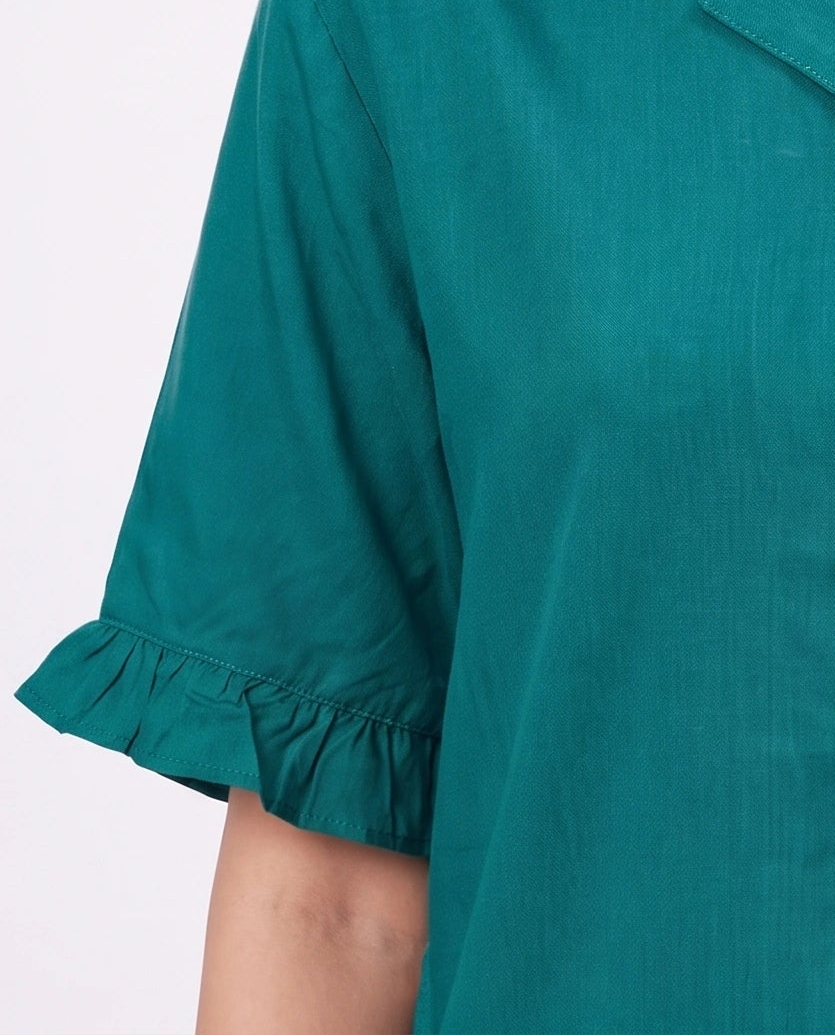 Half Sleeves PJ Set - Linen Comfort - Sea Green