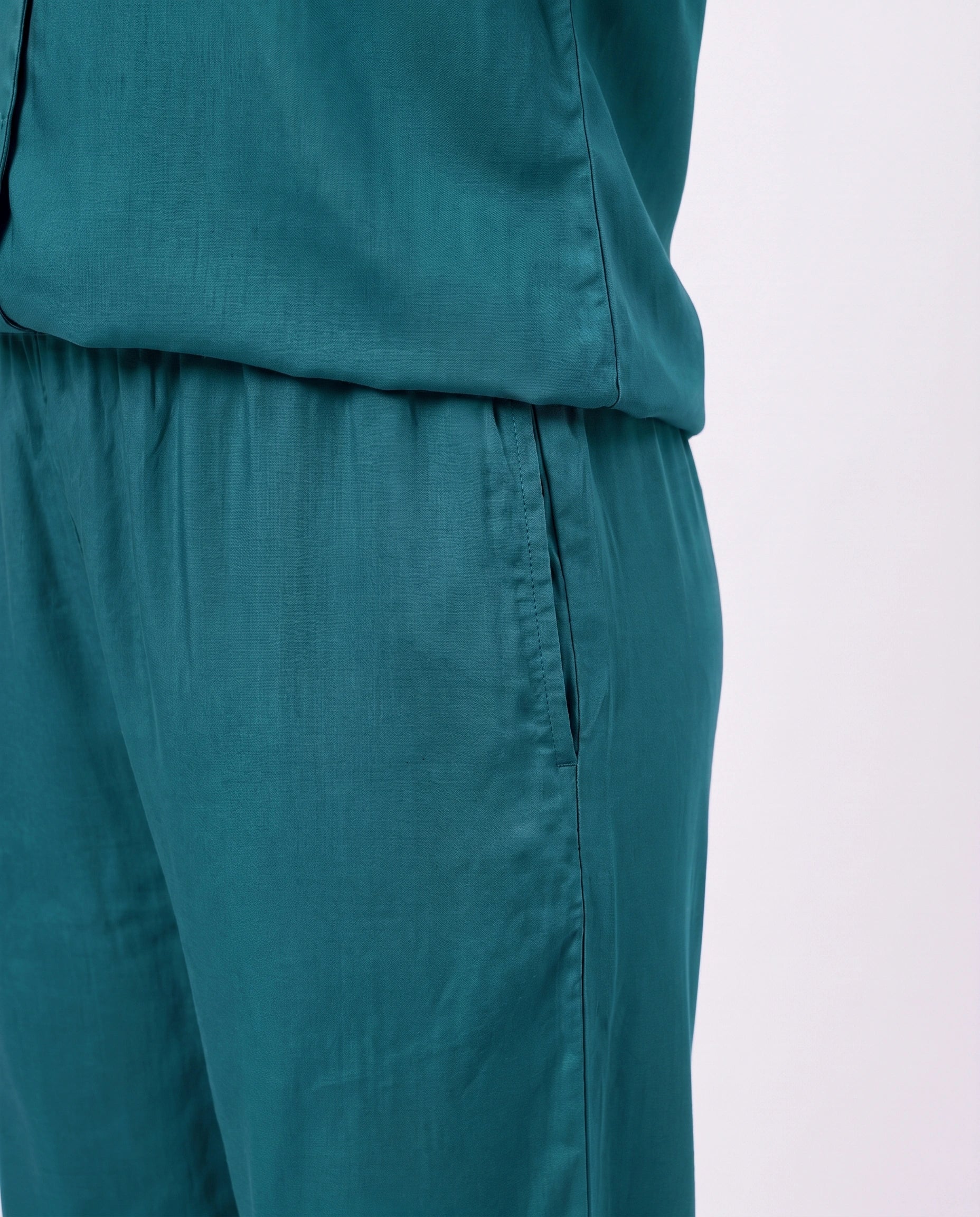 Half Sleeves PJ Set - Linen Comfort - Sea Green