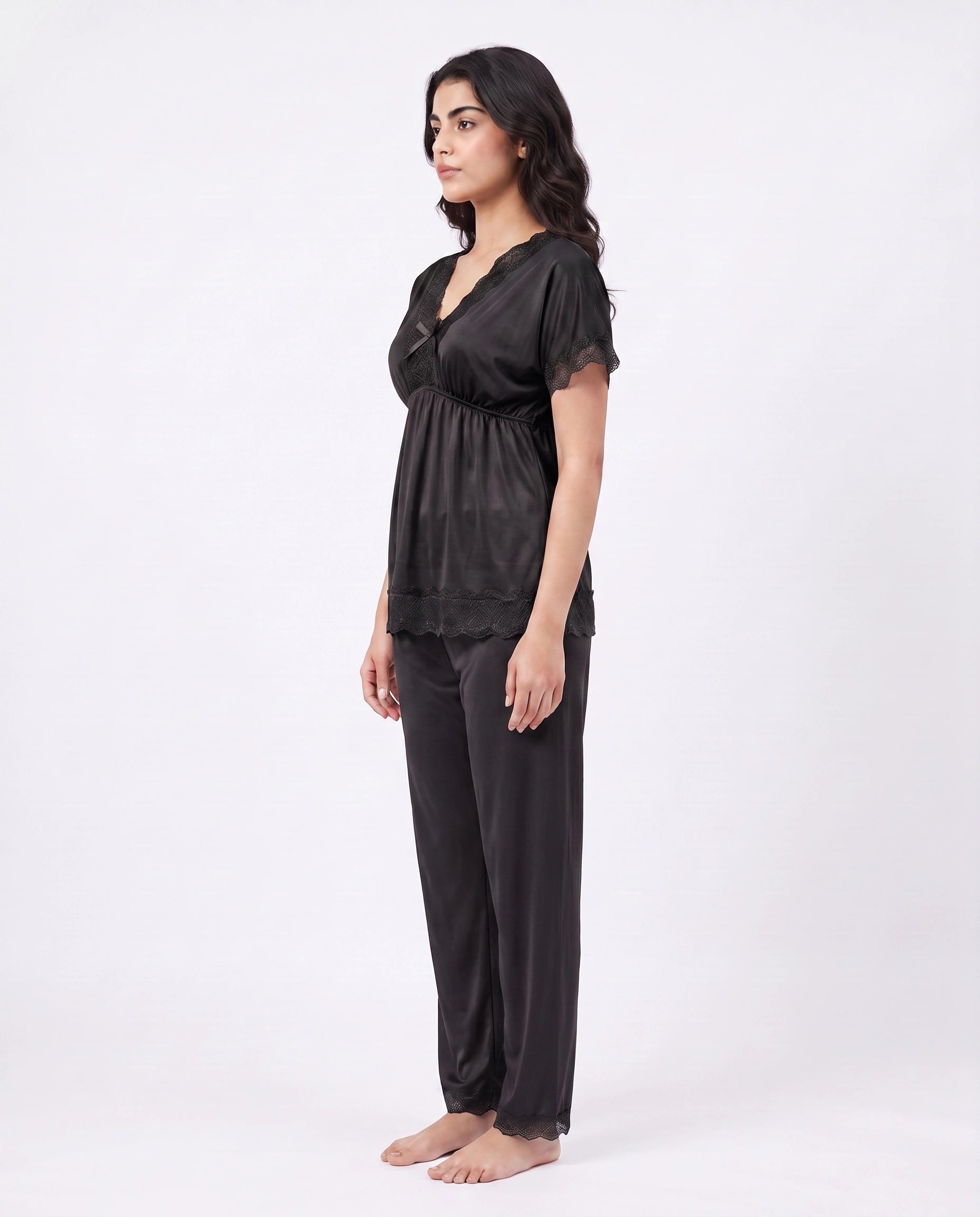 Silk PJ Set - Ethra - Black