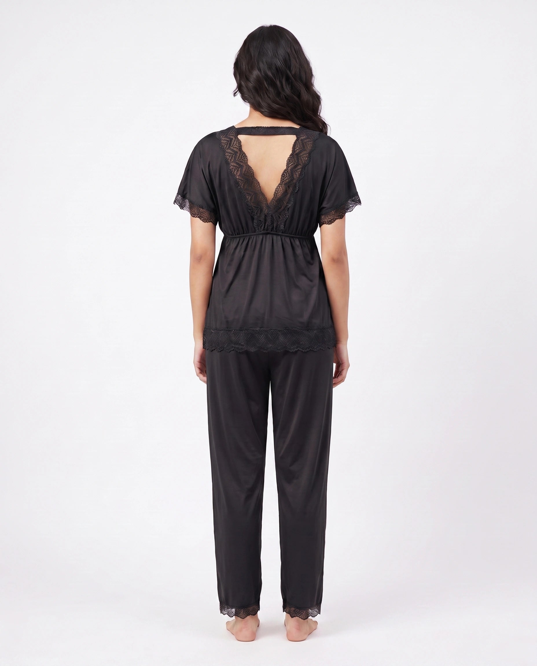Silk PJ Set - Ethra - Black