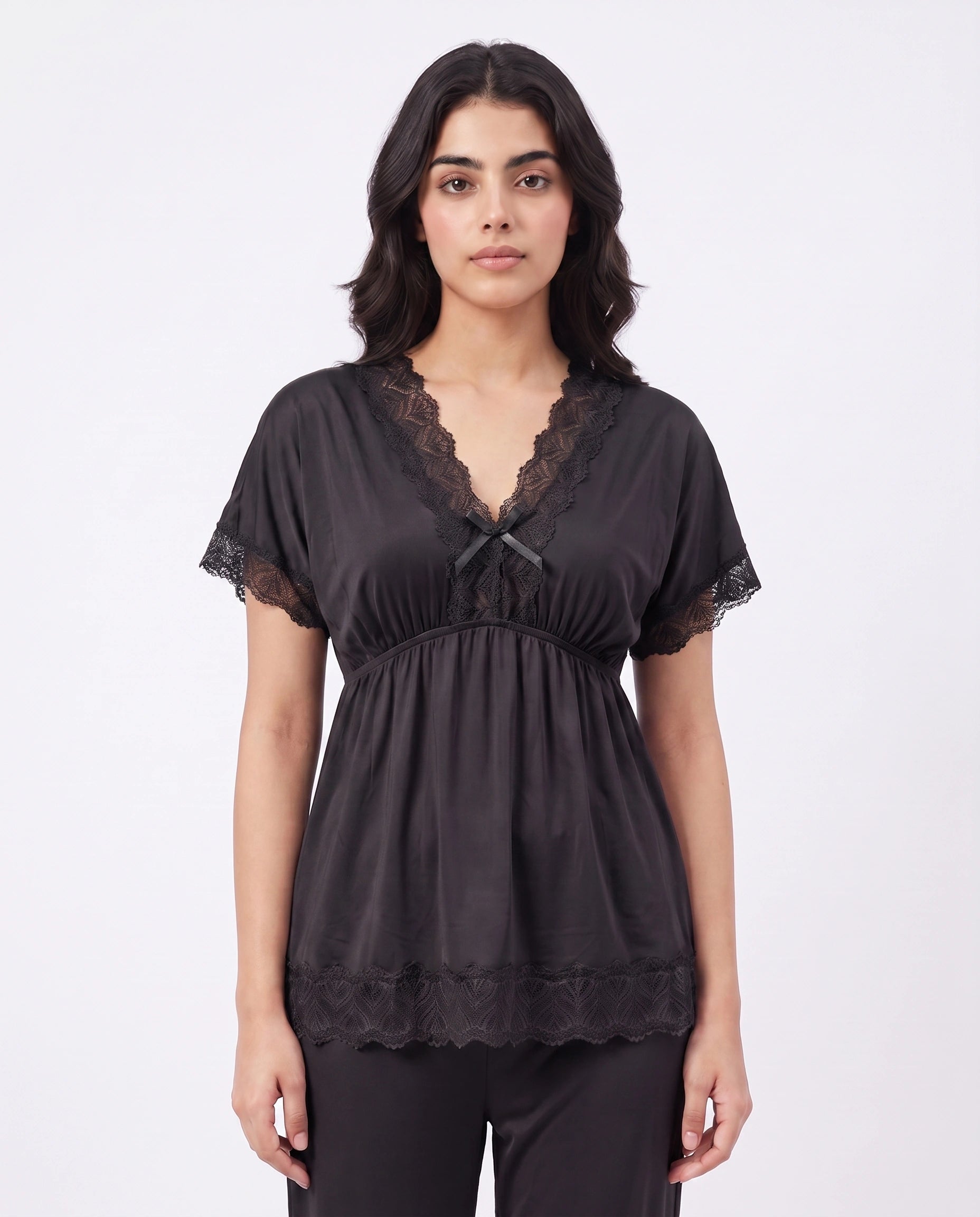 Silk PJ Set - Ethra - Black