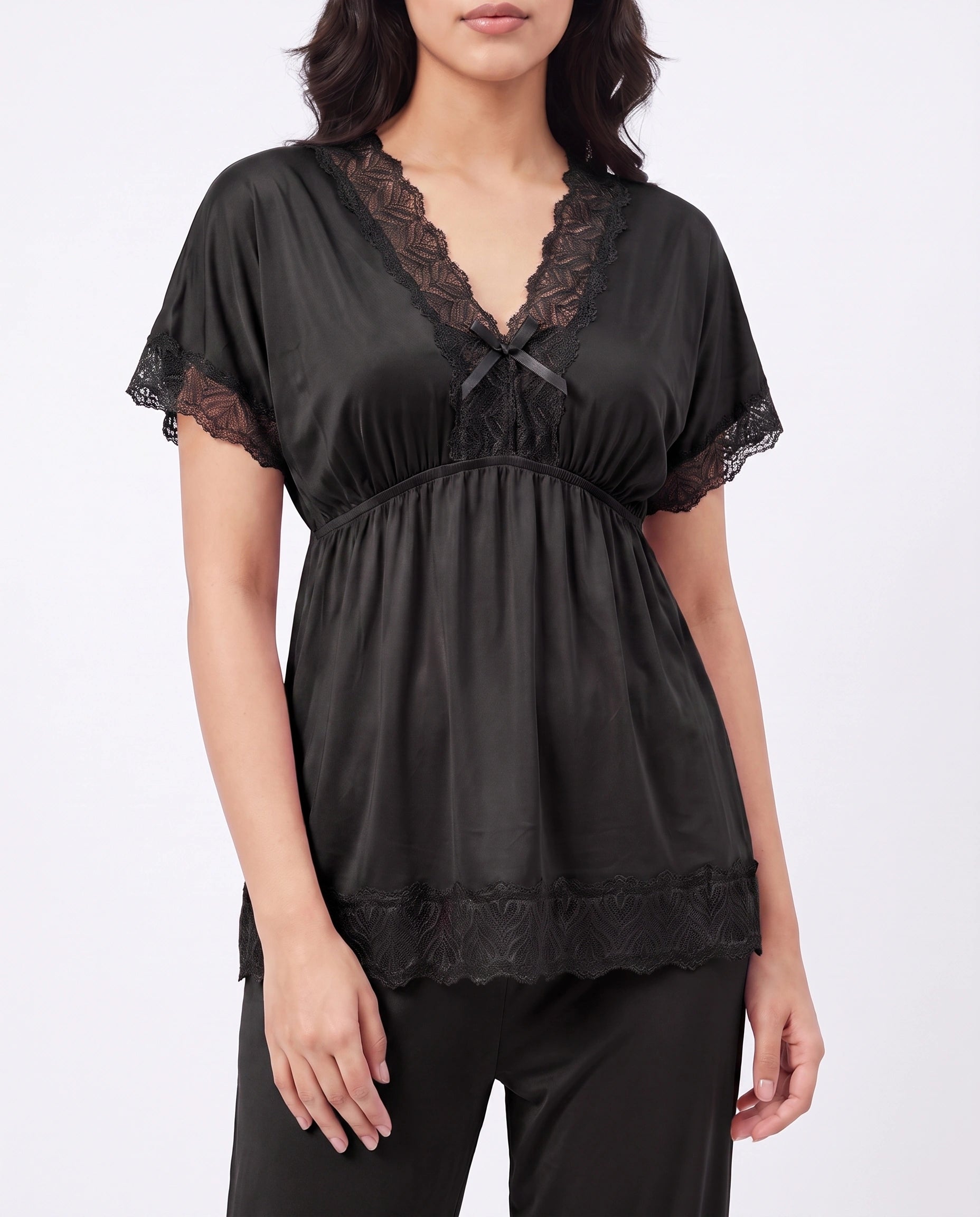 Silk PJ Set - Ethra - Black
