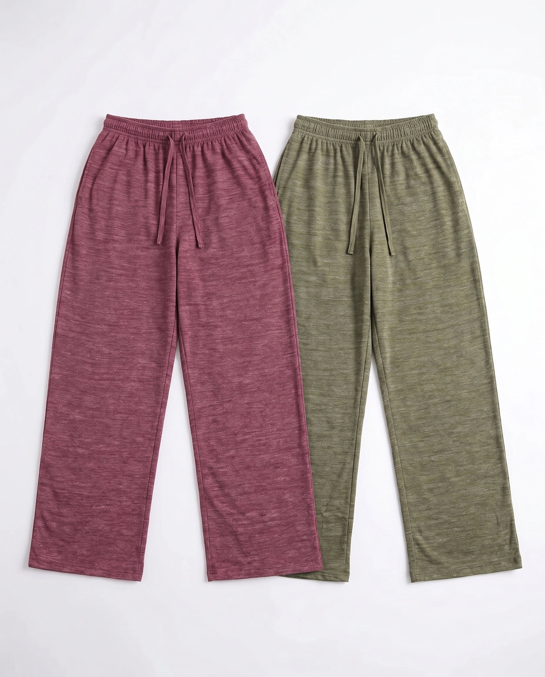Pack Of 2 Trousers - Soft Ease - Maroon & Green