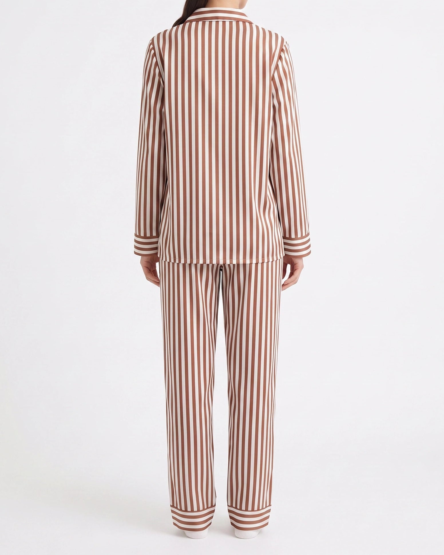 Linen PJ Set - Mocha Stripes
