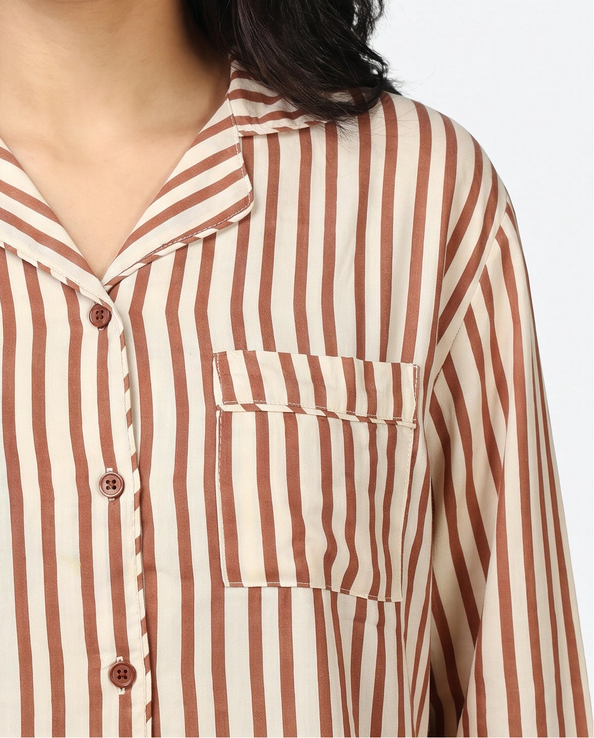 Linen PJ Set - Mocha Stripes