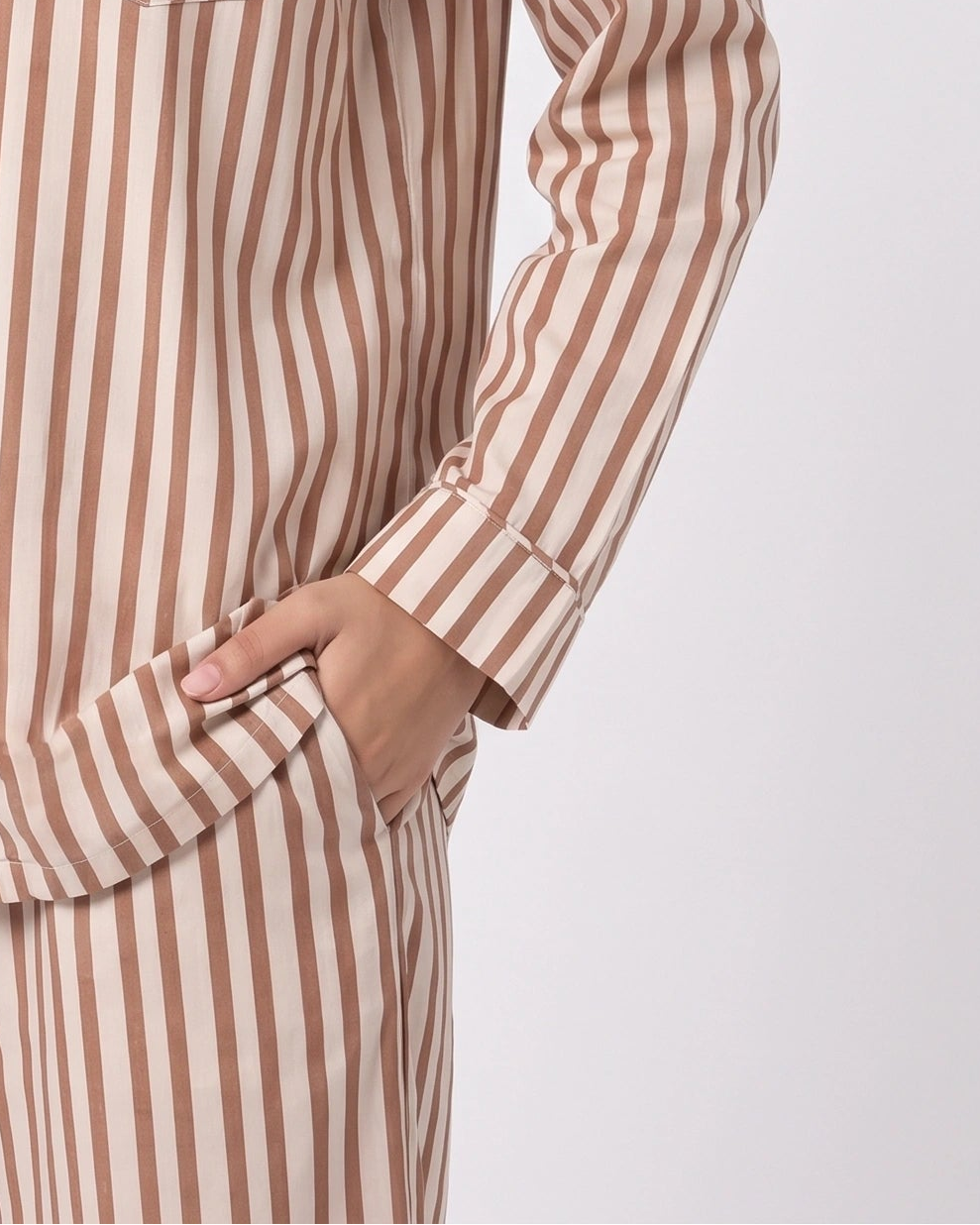 Linen PJ Set - Mocha Stripes