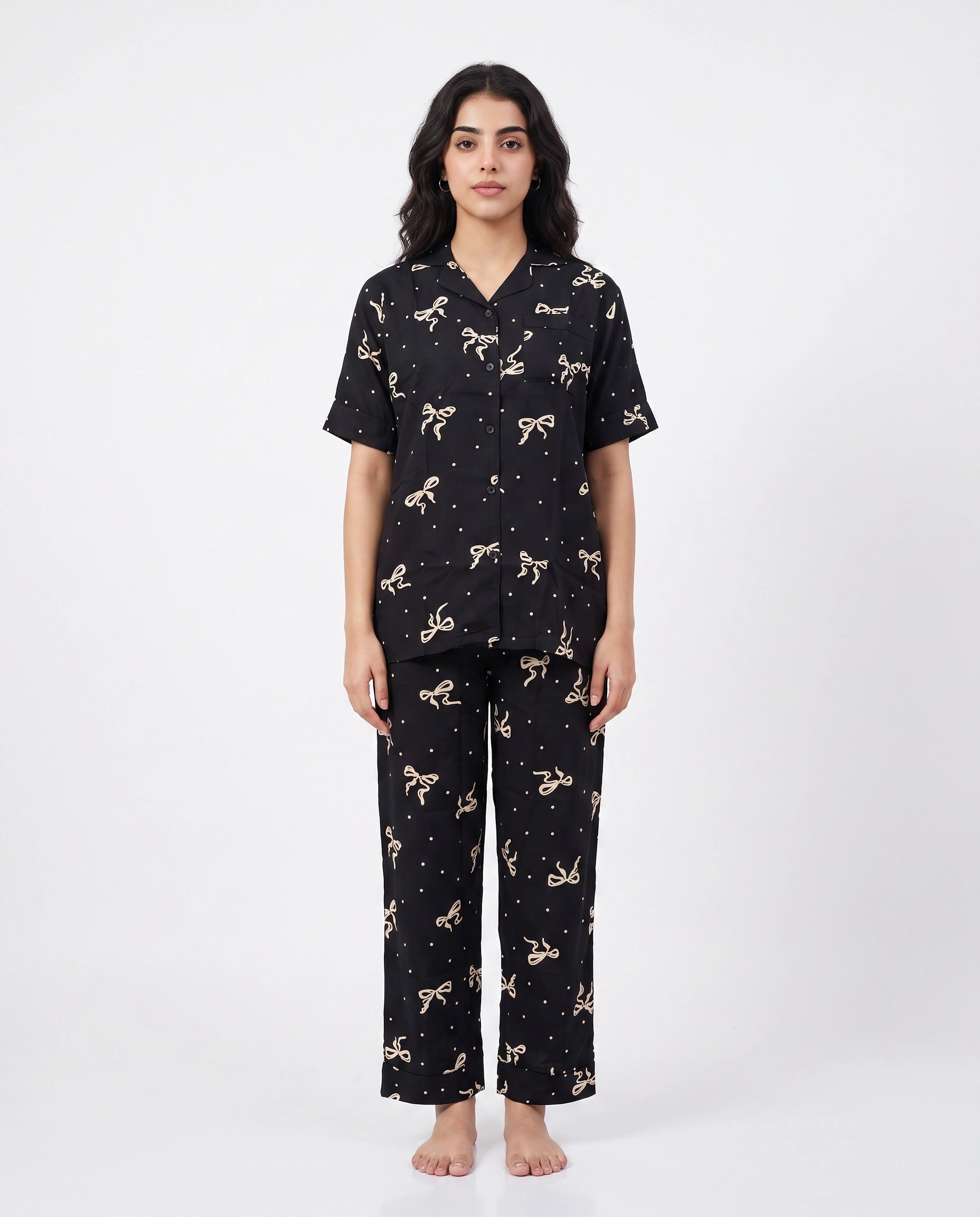 Linen PJ Set - Golden Bow