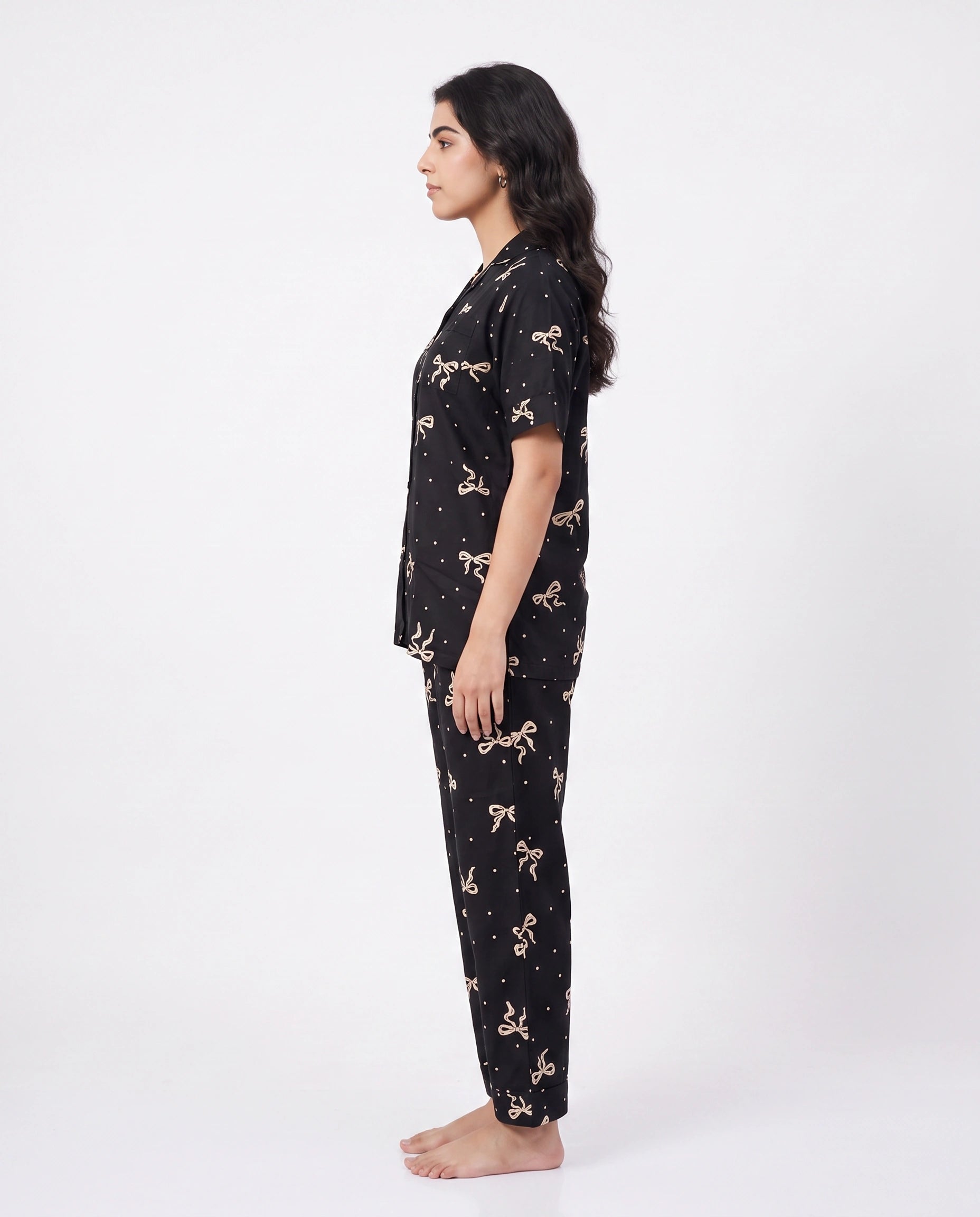 Linen PJ Set - Golden Bow
