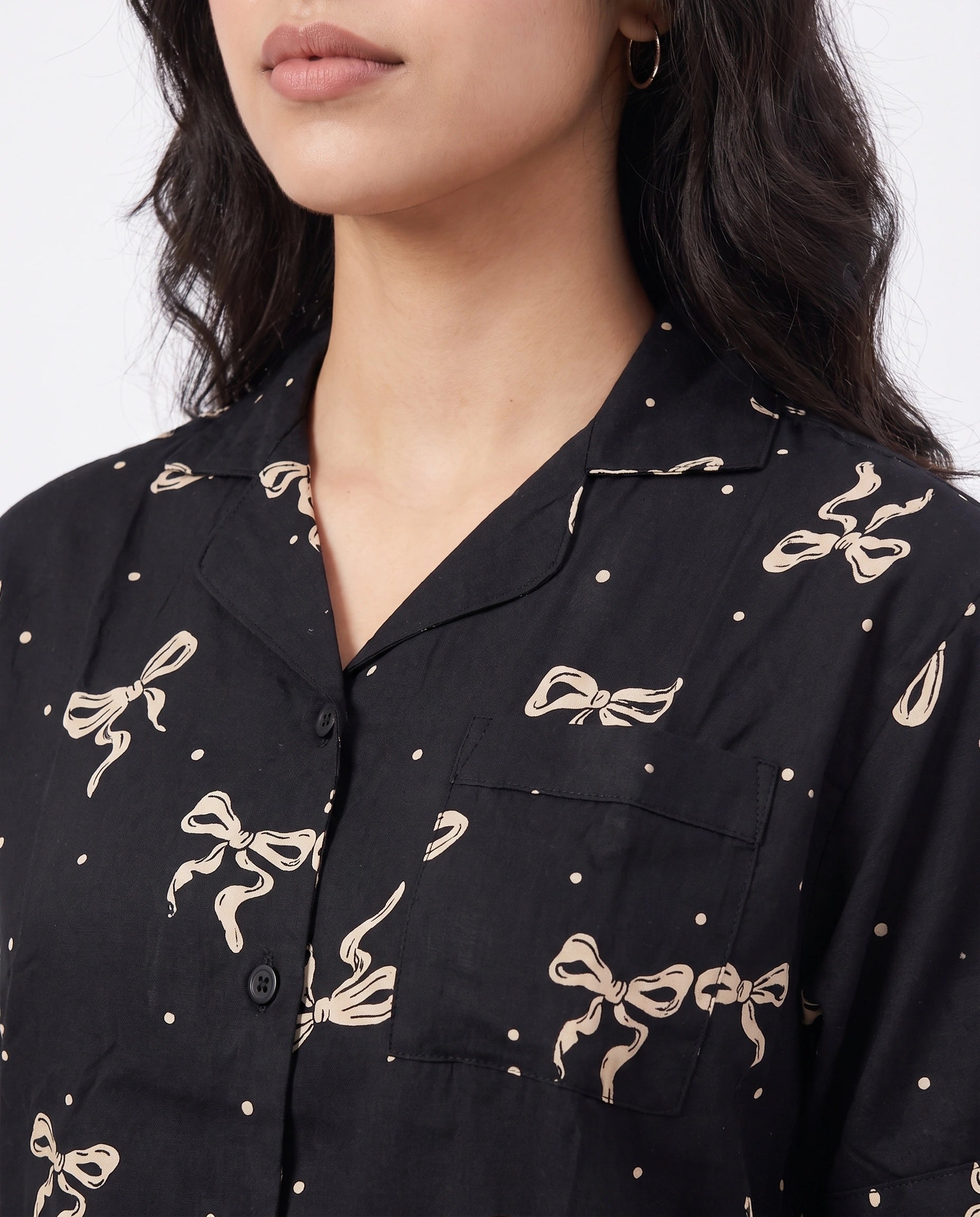 Linen PJ Set - Golden Bow