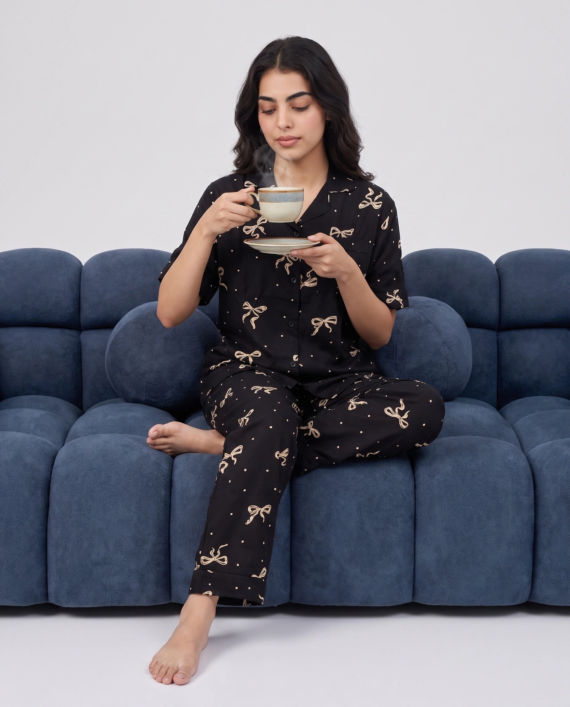 Linen PJ Set - Golden Bow
